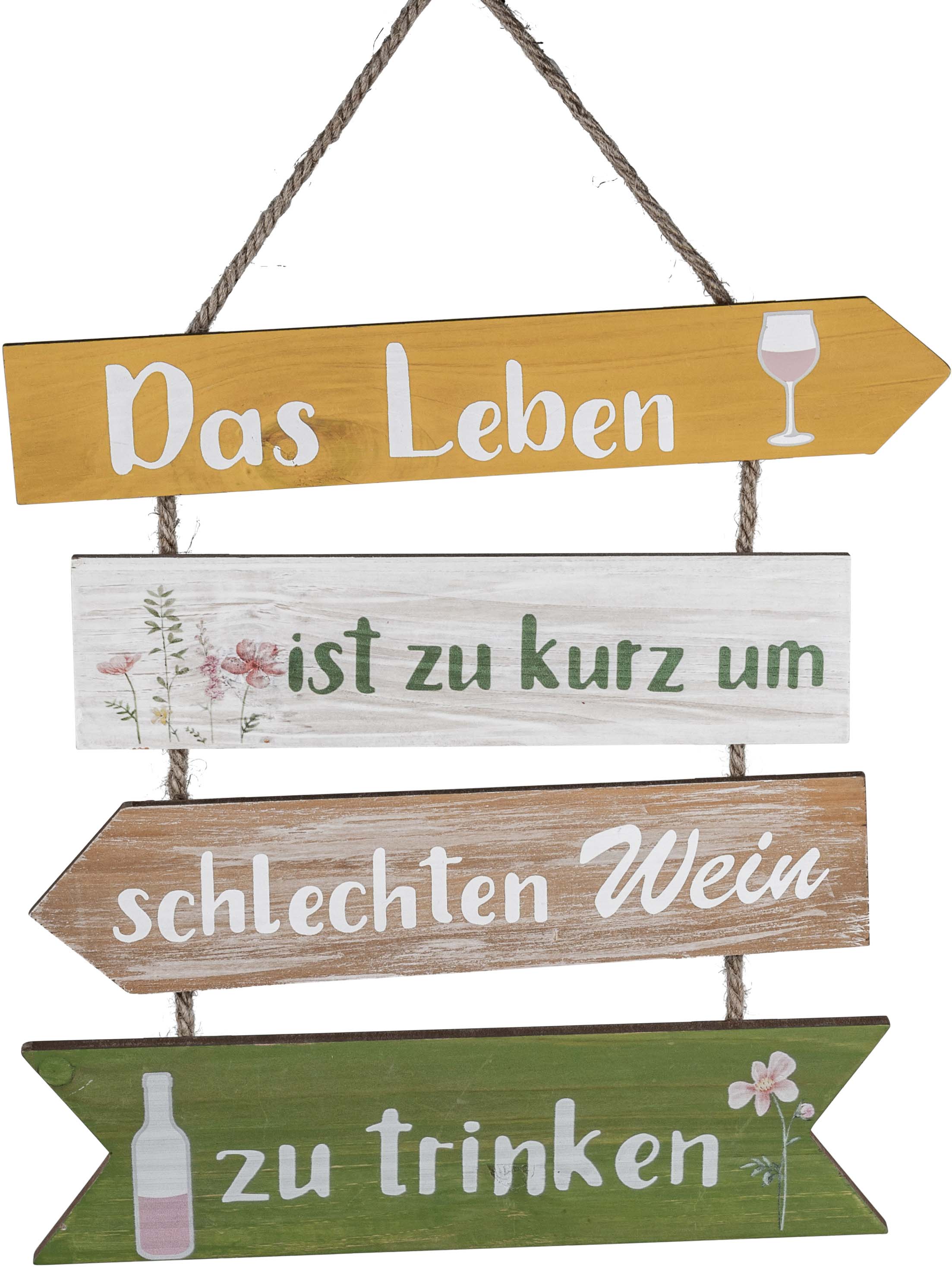 Hängendes Holzschild „Das Leben ist zu kurz“ - 29 x 30 cm