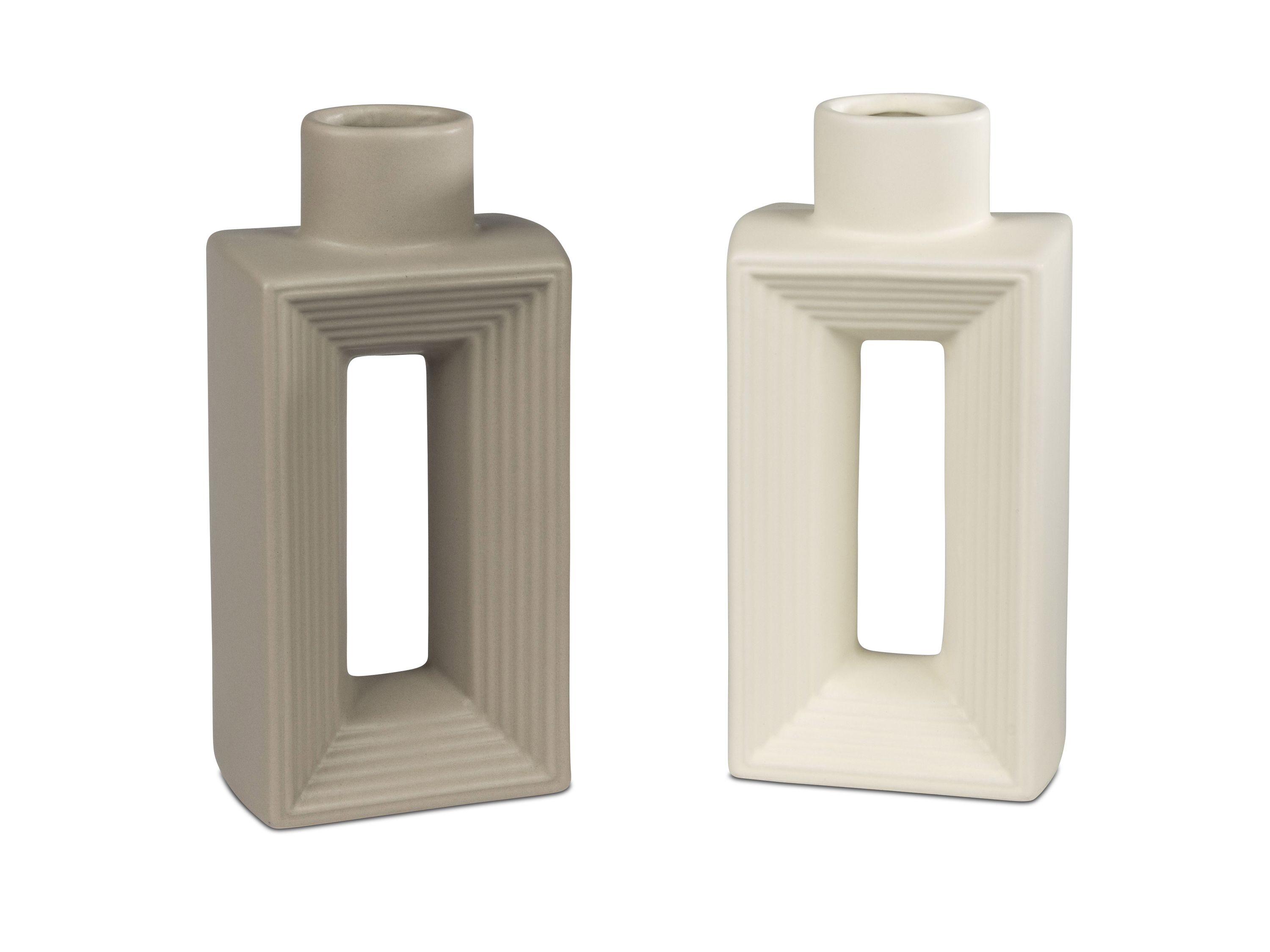 Deko-Vase "Vanilla & Candy" 20 cm – moderne Keramik mit Rillenstruktur