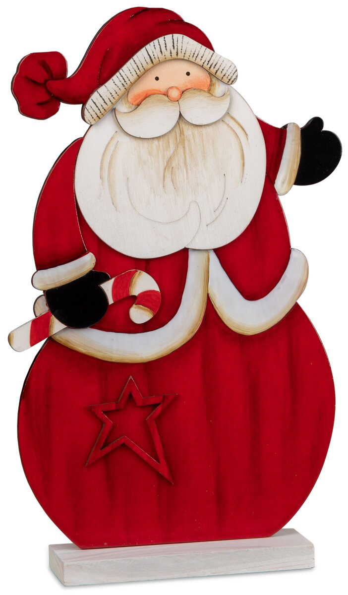 Handbemalter Holz-Santa mit Glanzlack 23x35cm