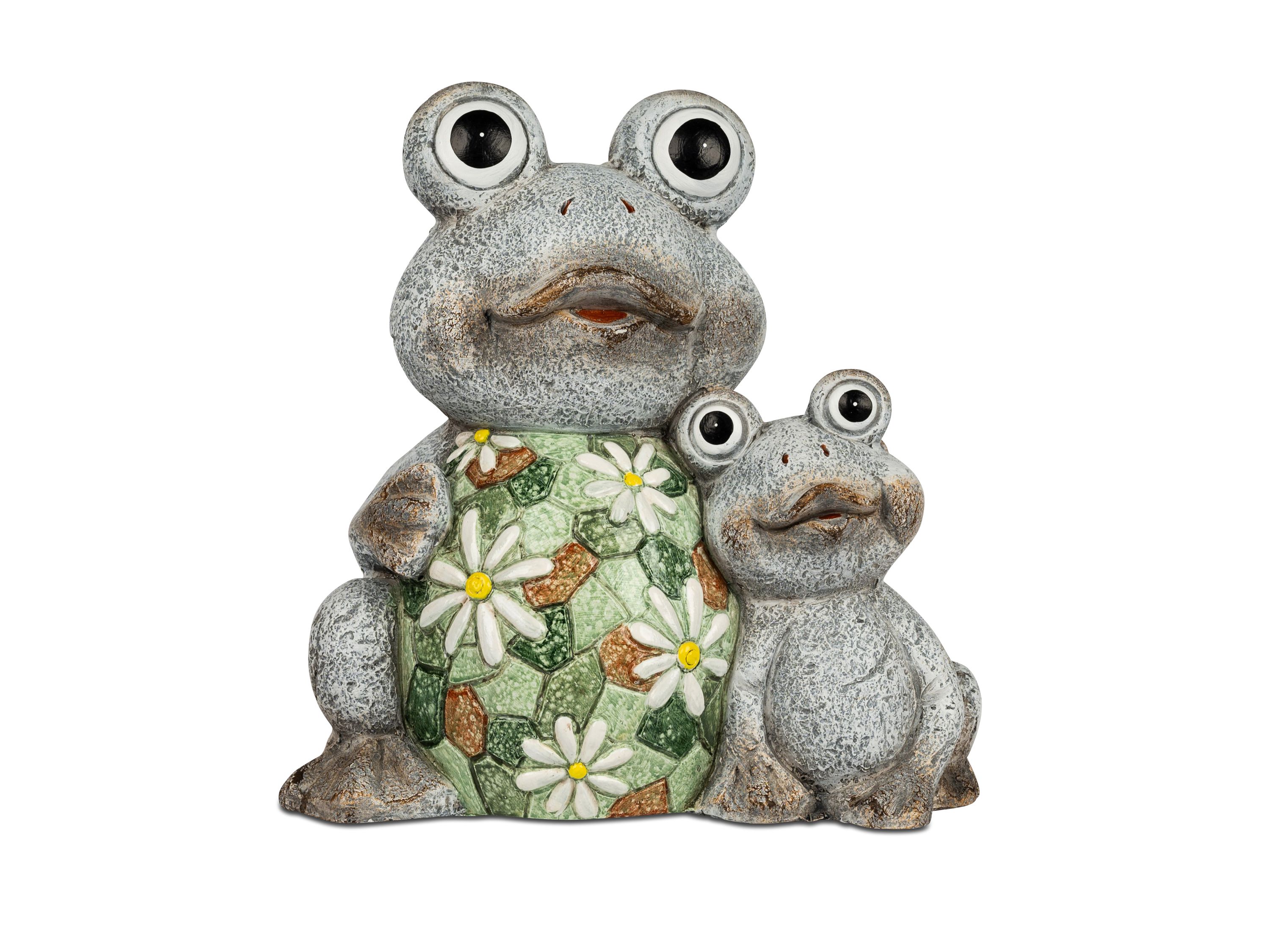 Froschpaar mit Mosaikdekor 30x31cm aus Magnesia, handbemalt