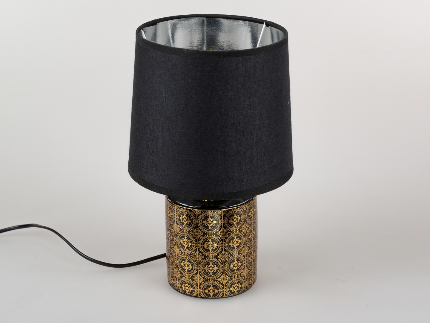 Lampe rd. 35cm schwarz-gold