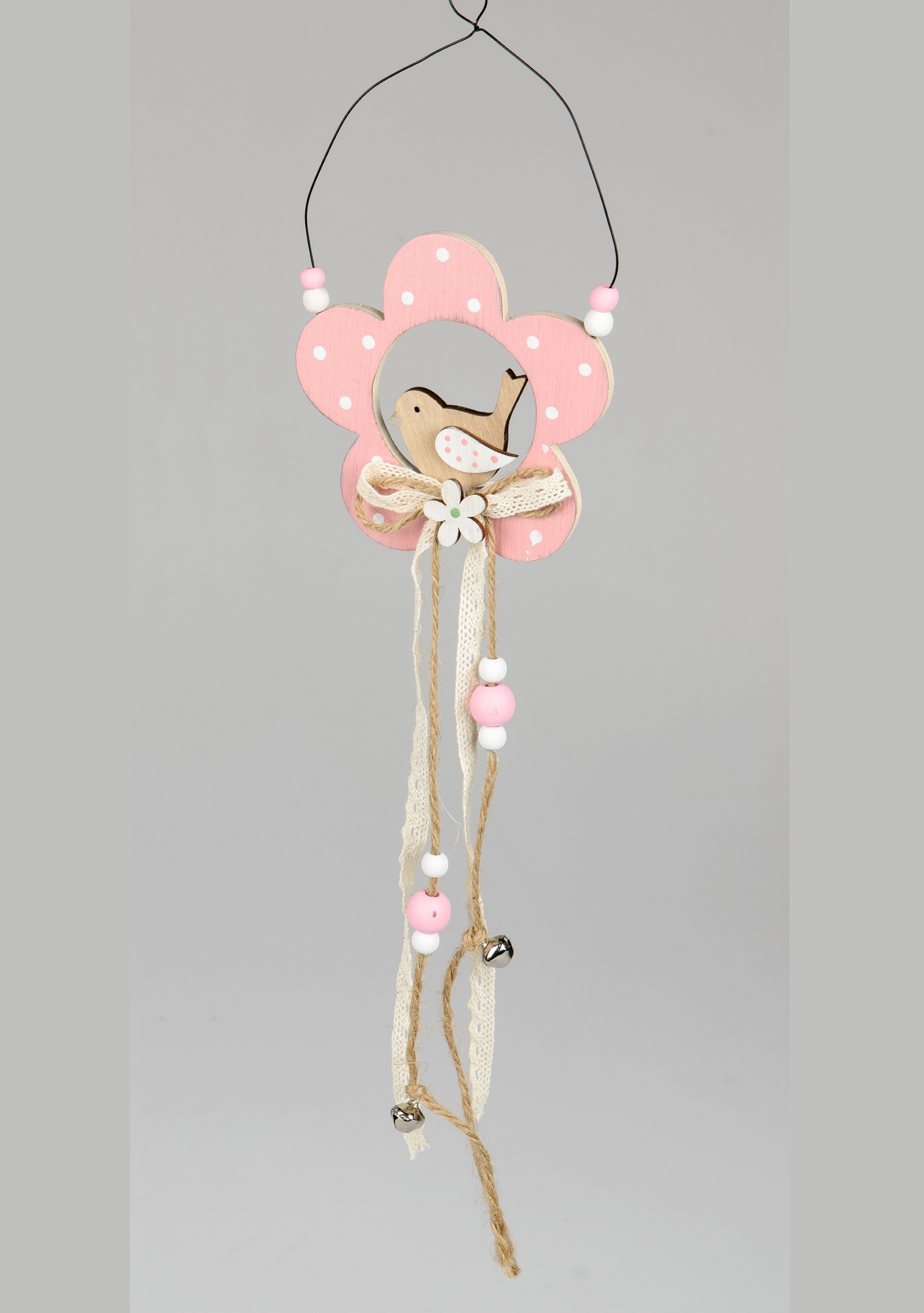 Formano Blumen Hänger rosa mit Vogel,ca.46cm 595386B