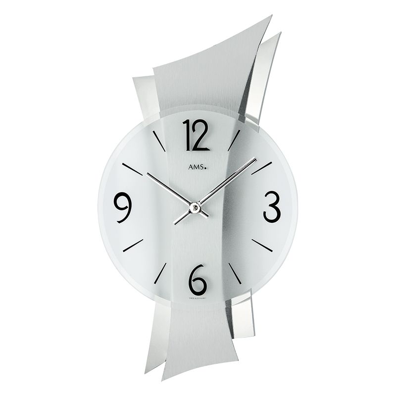 AMS Wanduhr silberfarben 9398