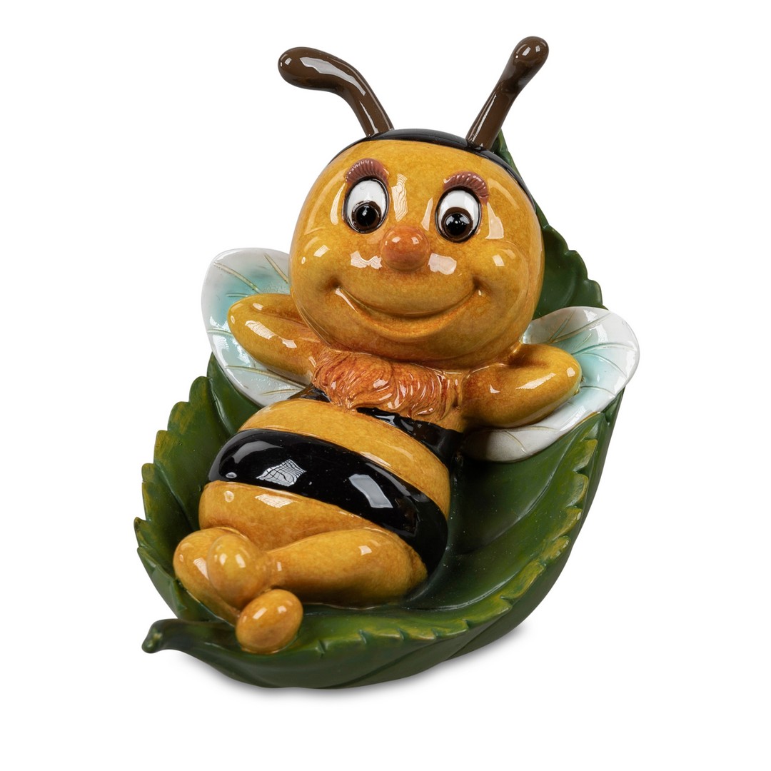 Deko-Figur Biene auf Blatt Handbemalt