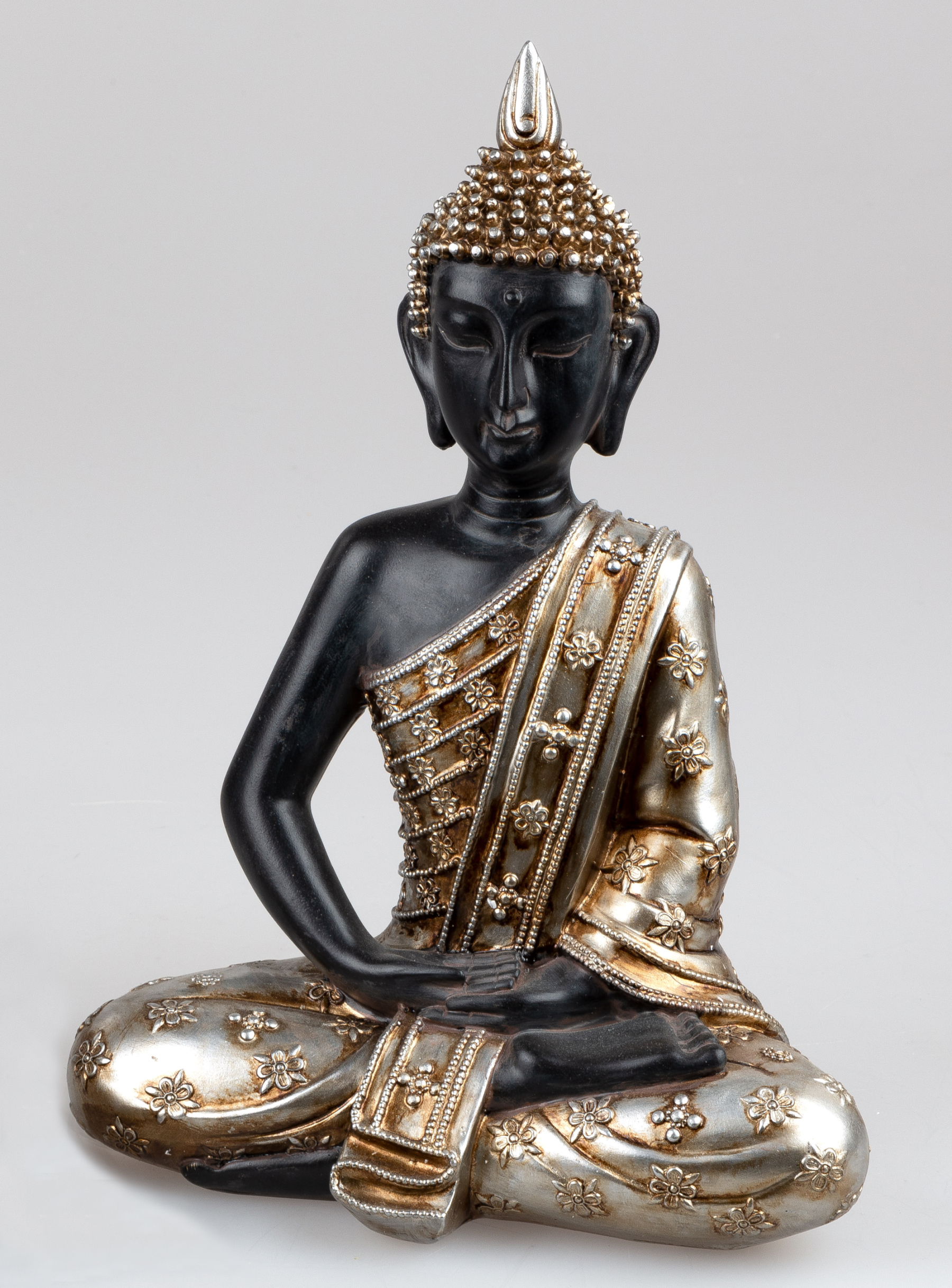 Buddha 33cm aus Kunststein Antik-Gold
