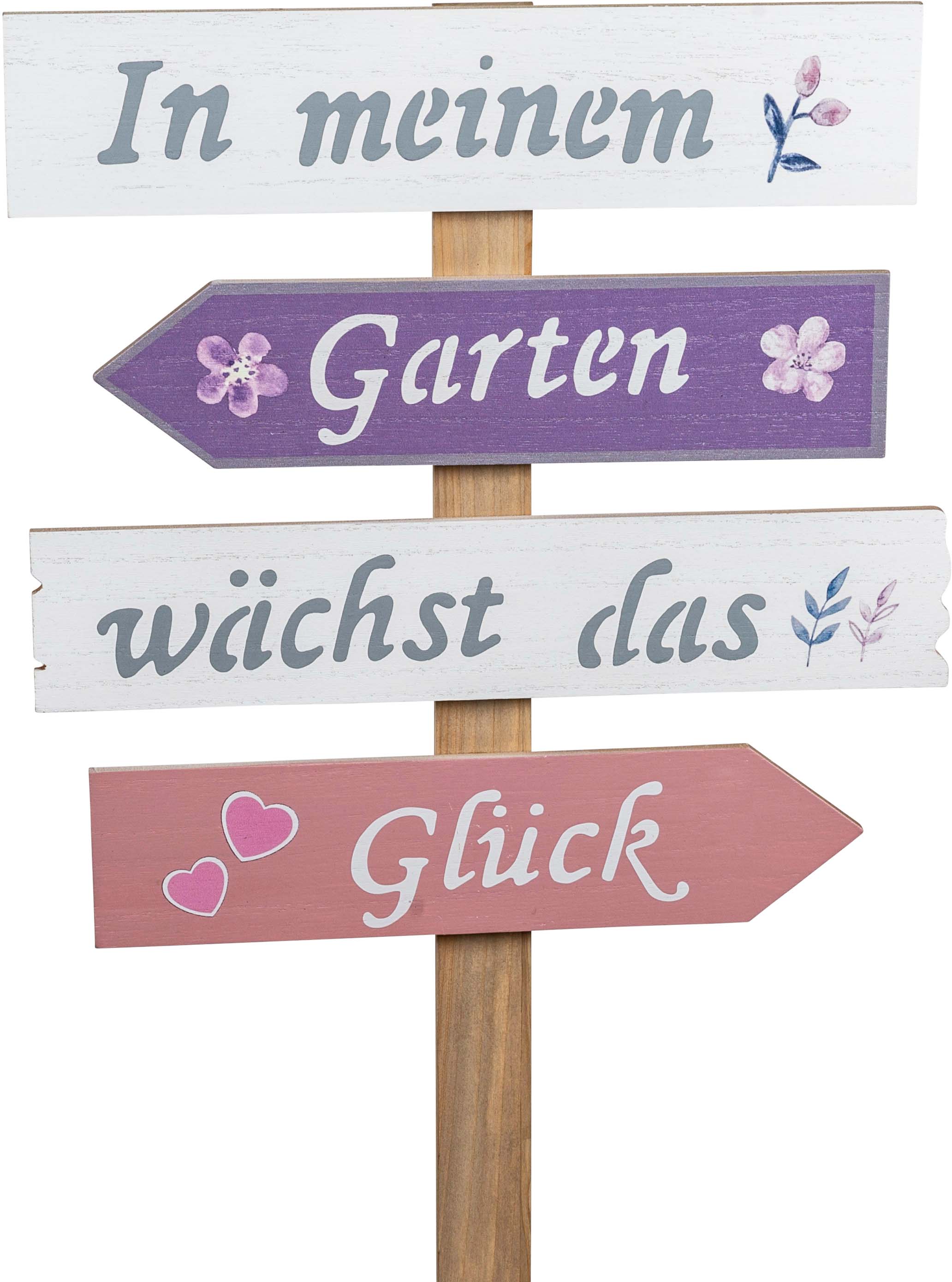 Gartenstecker Holz-Schild 'In meinem Garten wächst das Glück'