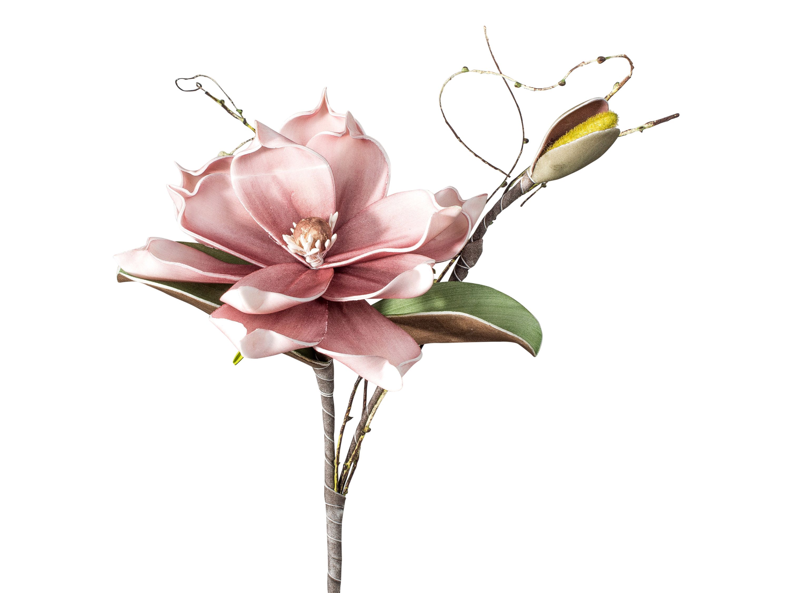 Deko-Zweig Kunstblume Magnolienzweig altrosa, ca. 42cm