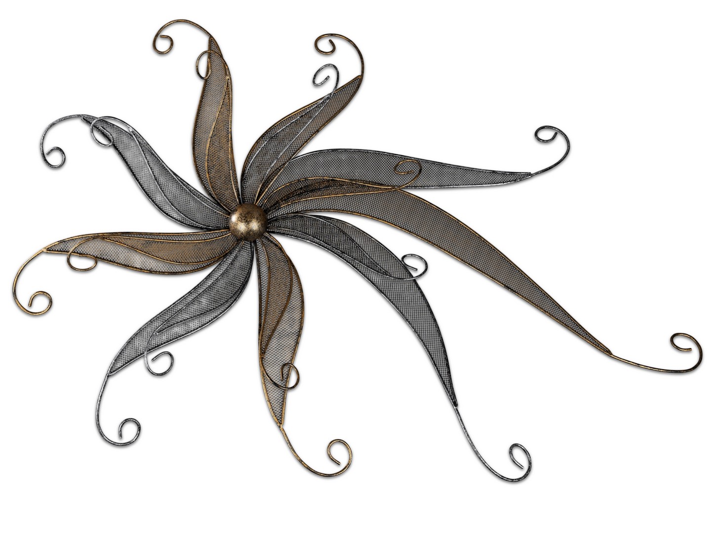 Wanddeko „Blume“ antik-silber-gold aus Metall; ca. 50 x 78cm