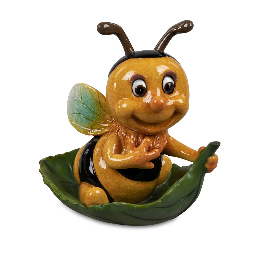 Deko-Figur Biene auf Blatt Handbemalt