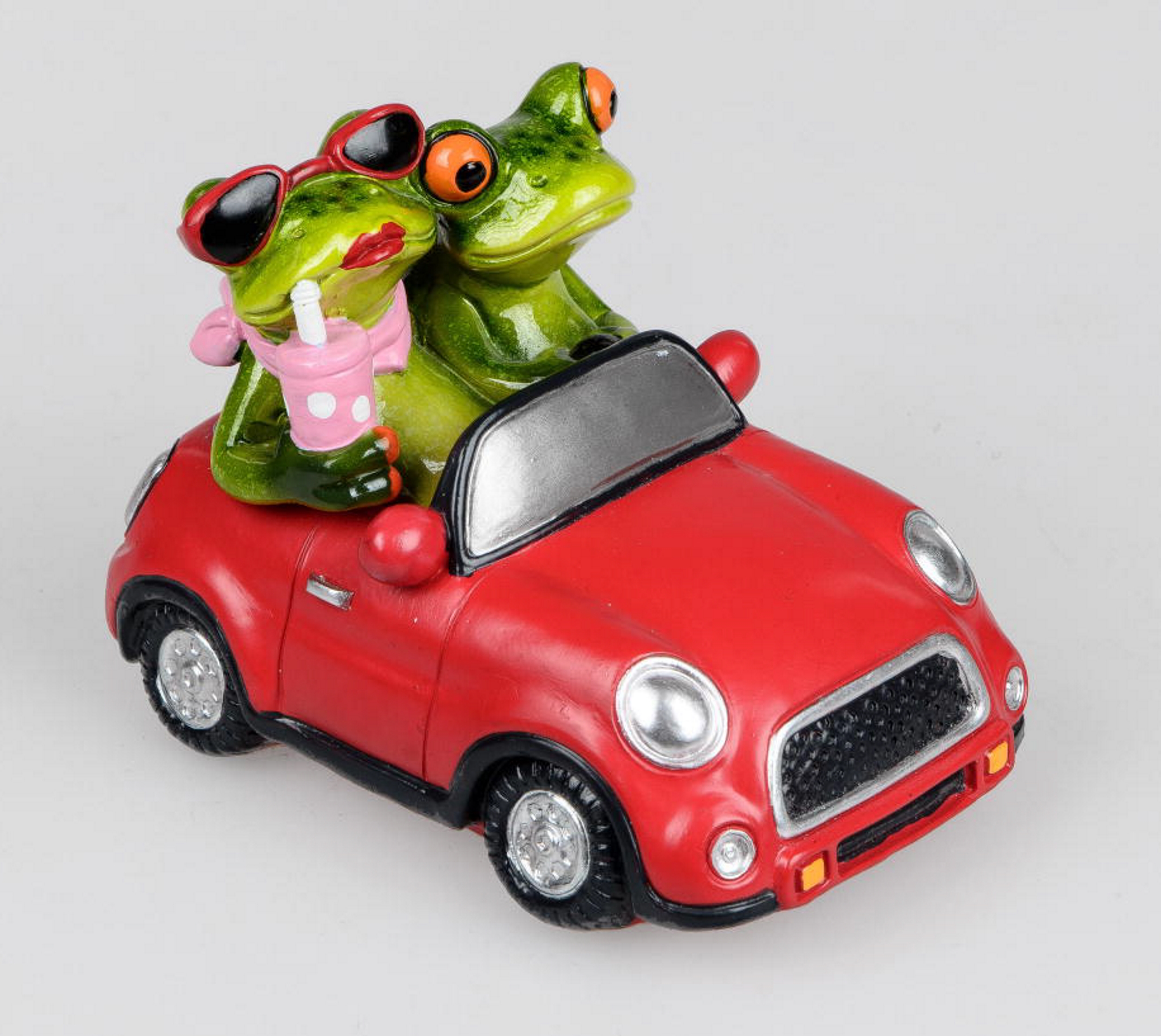 Formano Dekofigur Froschpaar im Auto rot, ca. 14x10cm