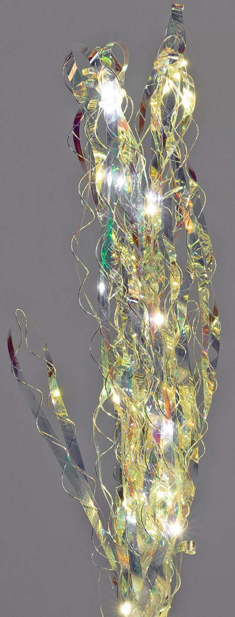 Deko-Zweig 60 cm mit 20 LED-Lichtern und schimmernden Kunststoffbändern, inkl. Netzteil und Timer