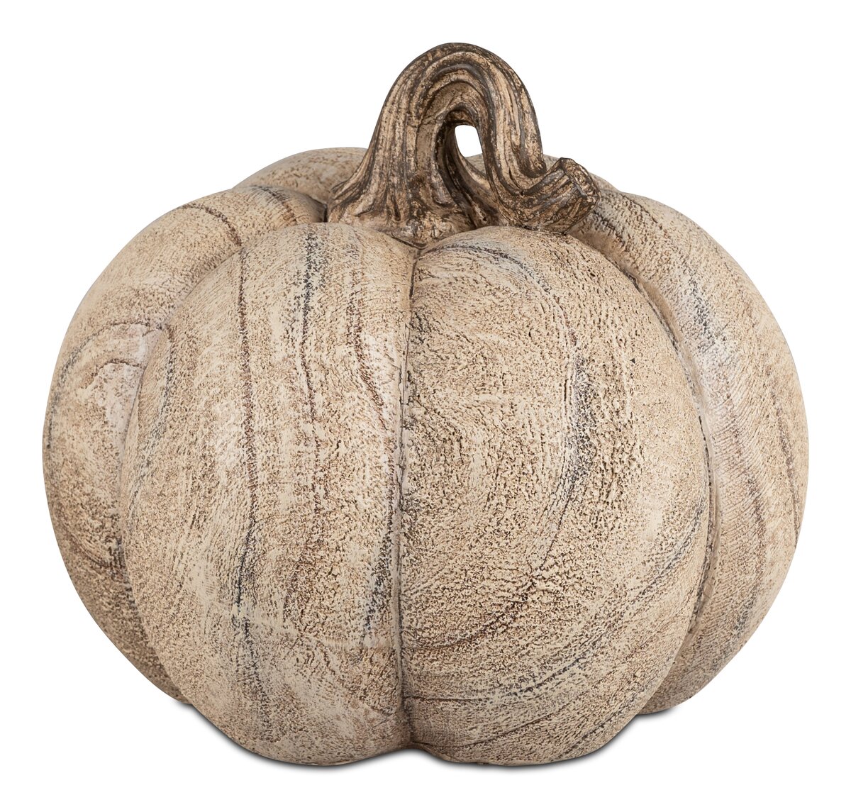 Deko-Kürbis in Holz-Optik aus Kunststein – 18cm