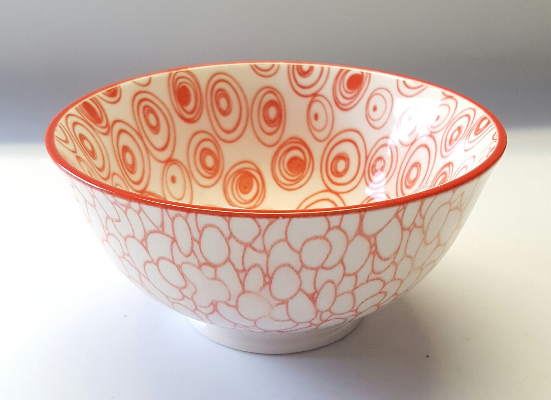 Schale "Nippon" Porzellan 0,25 l Kiesel/Kreise Rot