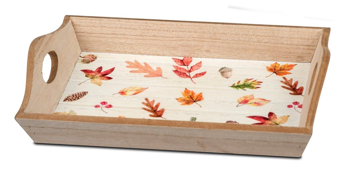 Holz-Tablett mit Herbst-Dekor 23x15cm – Gemütliche Herbstliche Präsentationen