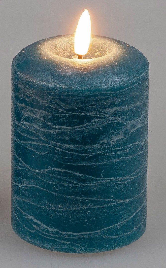 LED-Kerze 7x10cm Rustik - blau