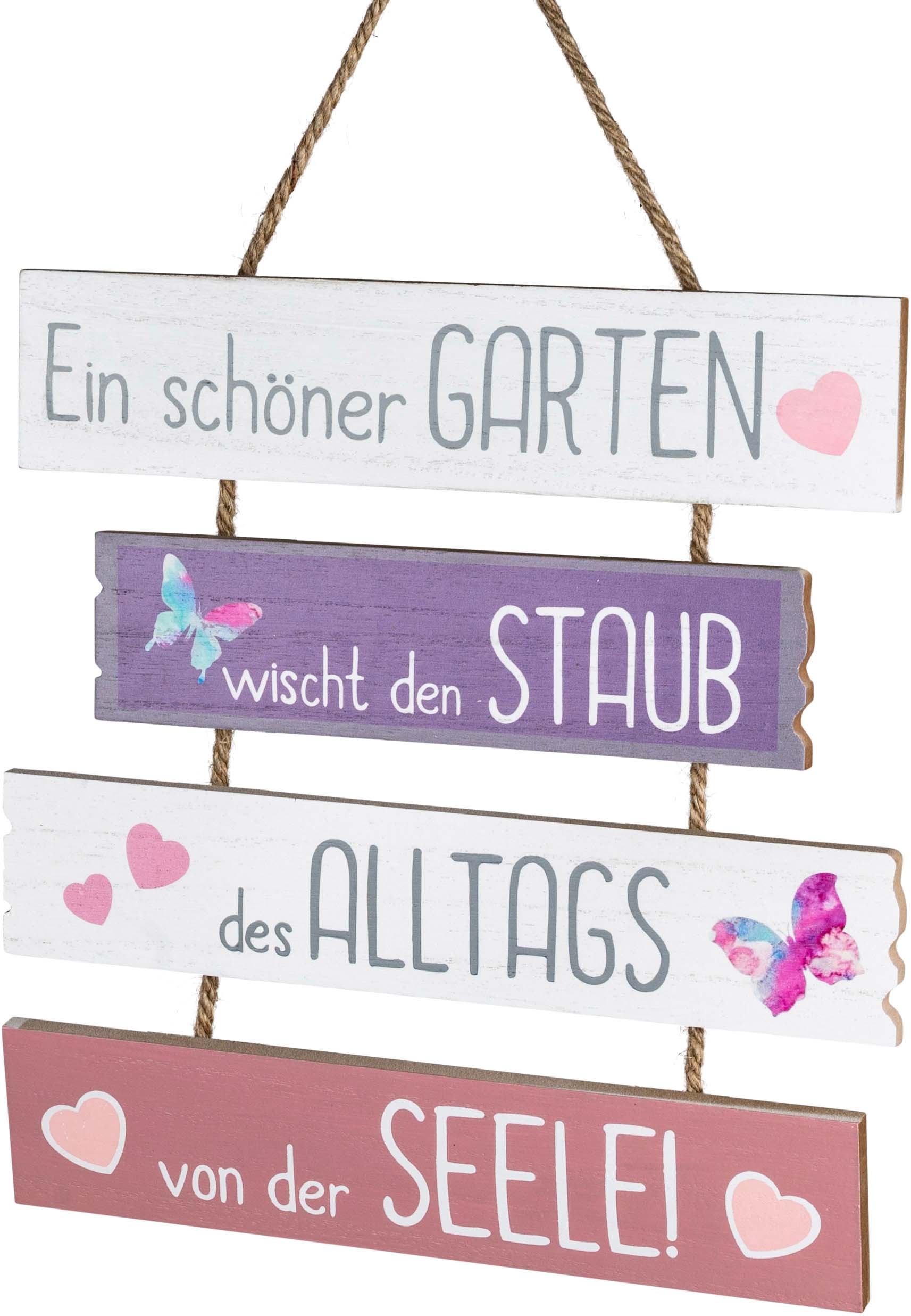 Hängendes Holzschild „Ein schöner Garten“ - 29 x 30 cm