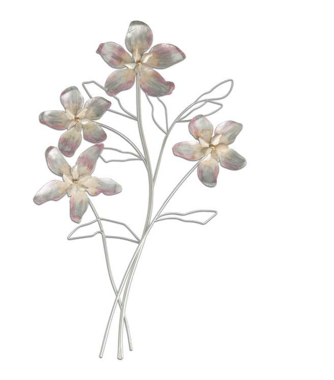 Wandblume aus Metall – 36x61 cm – Perlmutt-Schimmer