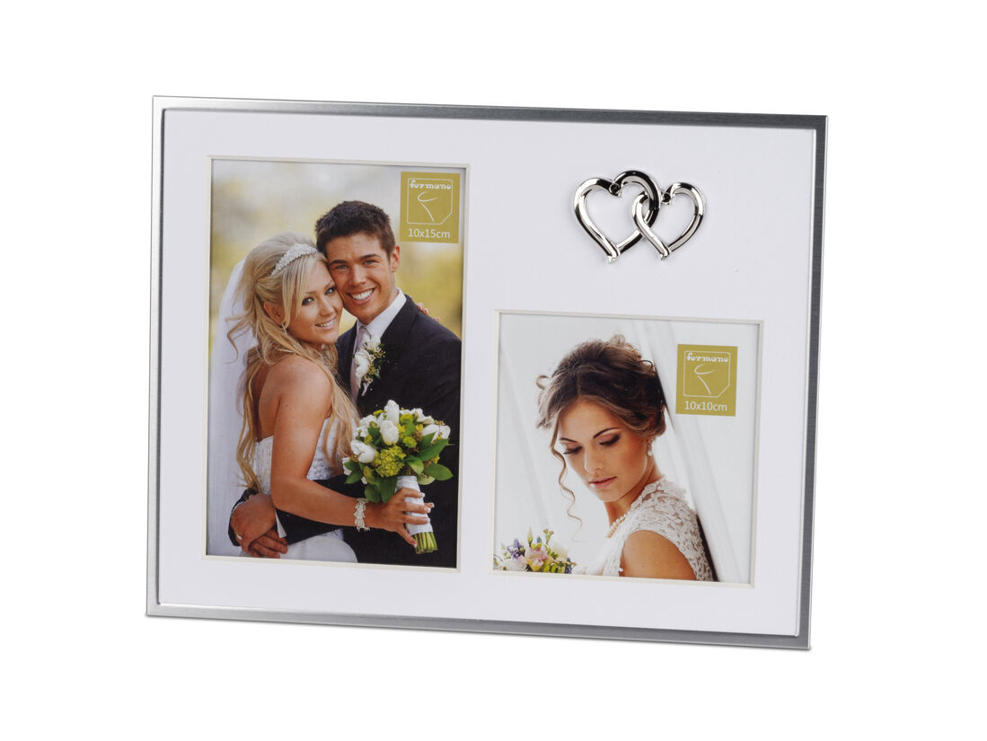 Fotorahmen „Herzmoment“ – 10x15 + 10x10 cm – Aluminium mit Herzen