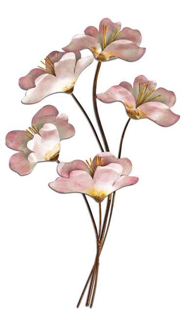 Wandblume aus Metall – 60 cm – Perlmutt-Schimmer
