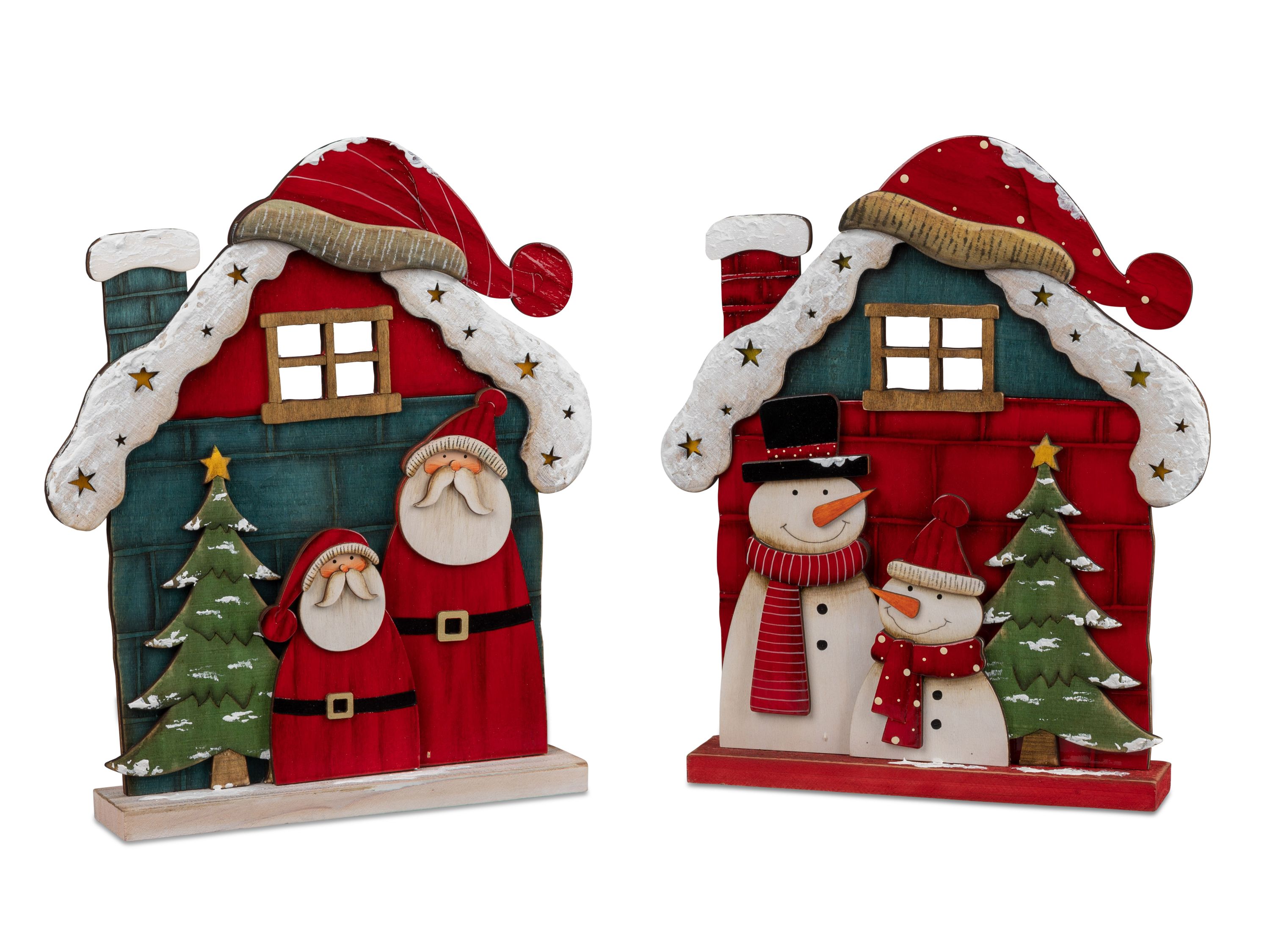 Deko-Haus 32cm  Holz farbig so. 524003