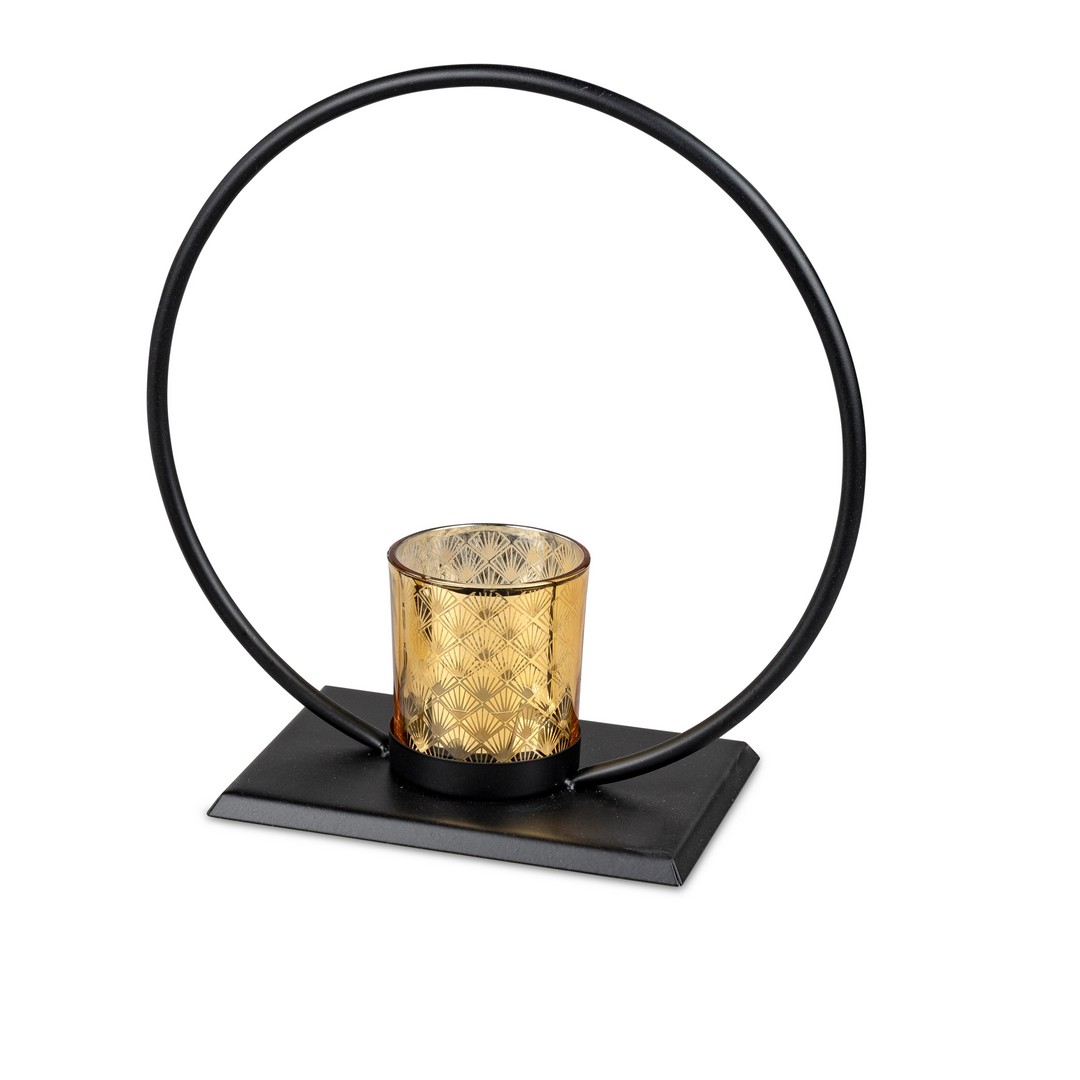 Leuchter Ring ca.26cm Metall schwarz-amber