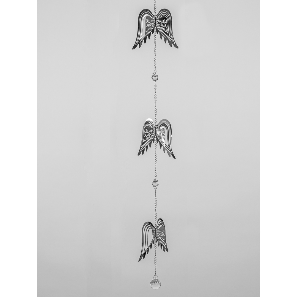 Edelstahl Hänger Flügel 90cm Silber-Kristall 508553