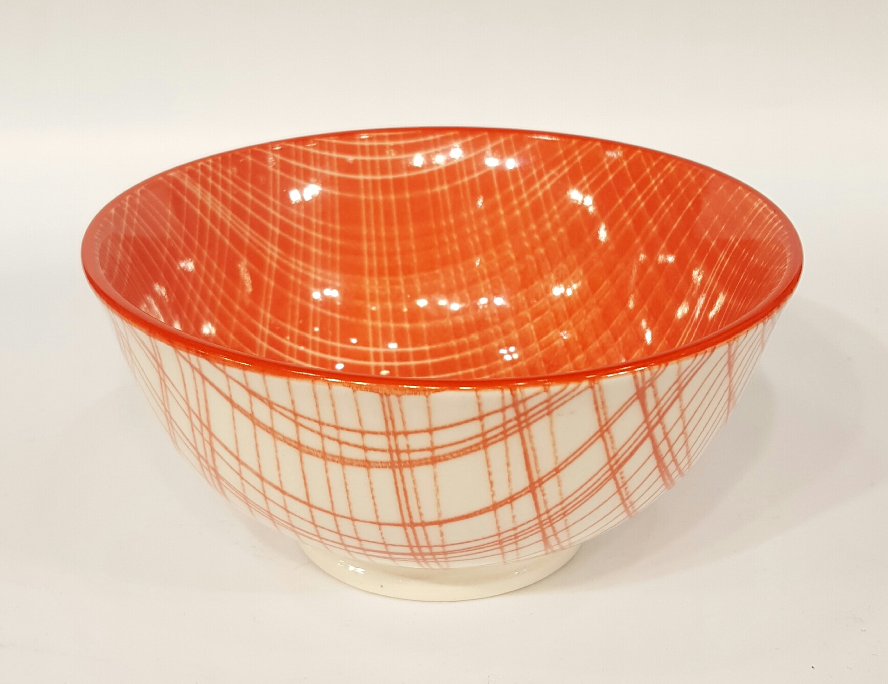 Schale "Nippon" Porzellan 0,25 l Weiß mit roten Linien/Linien