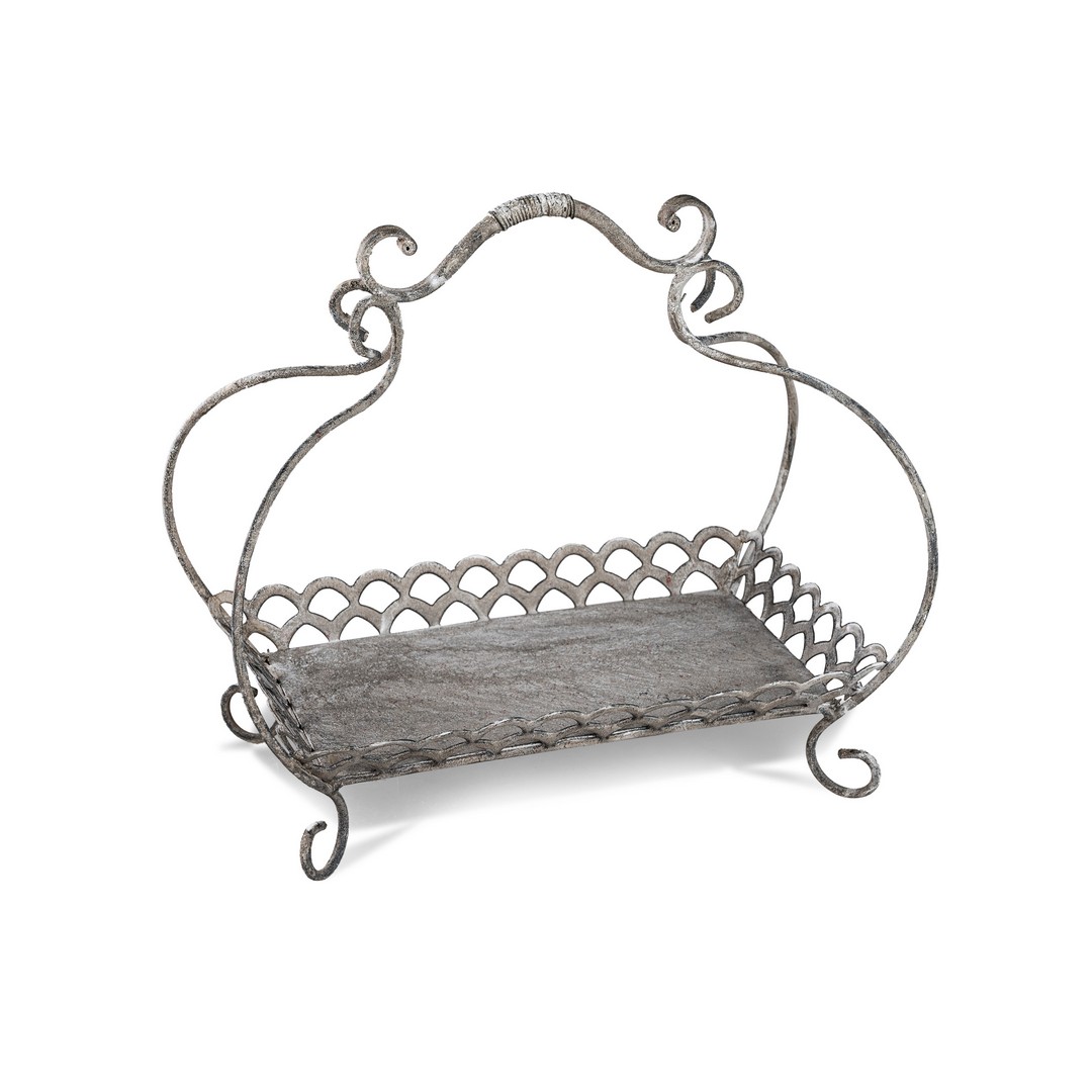 Pflanzkorb ca. 32 cm Metall antik grau