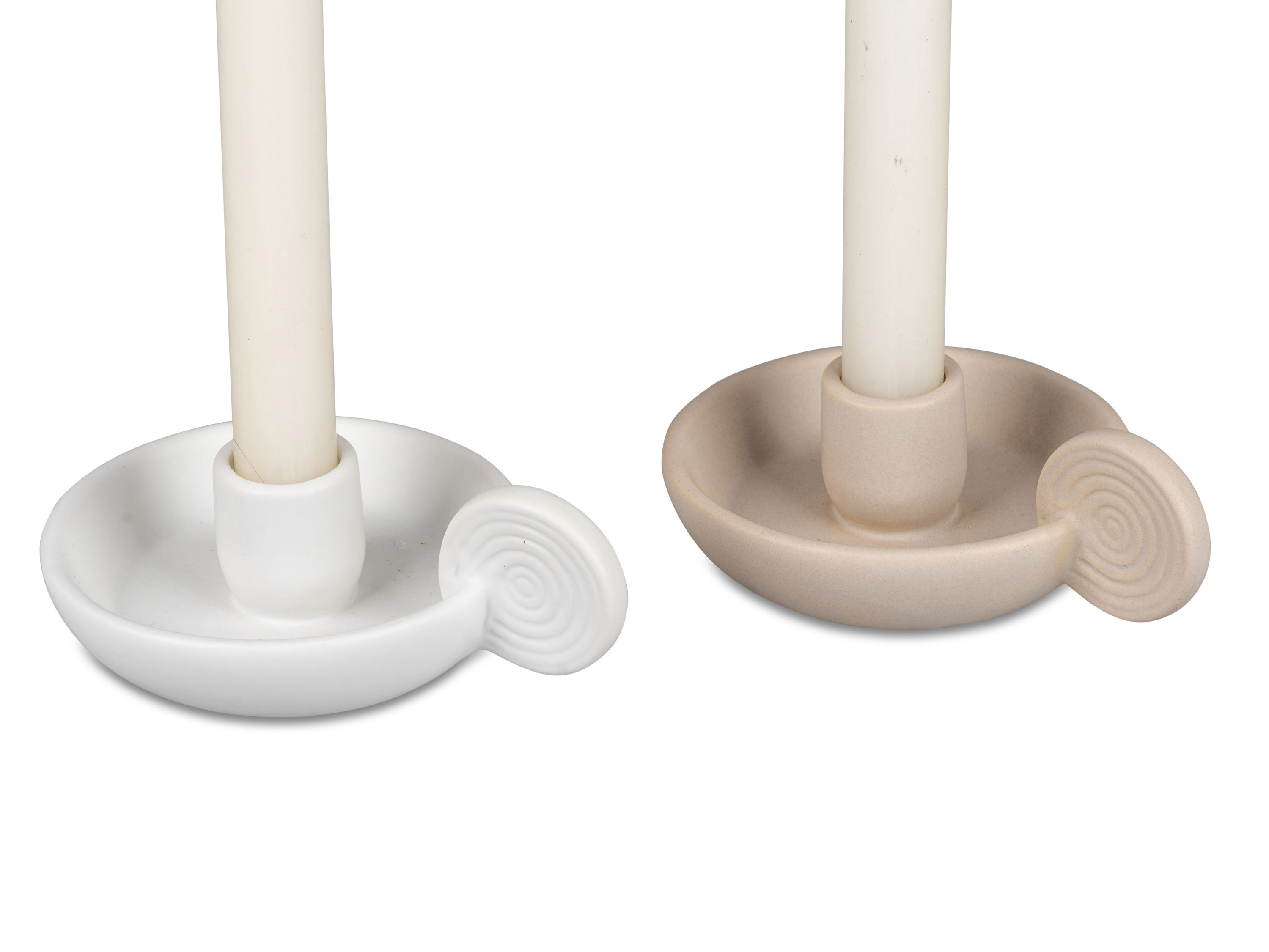 Stabkerzen-Leuchter, creme + weiß sortiert, 11cm, Porzellan matt glasiert