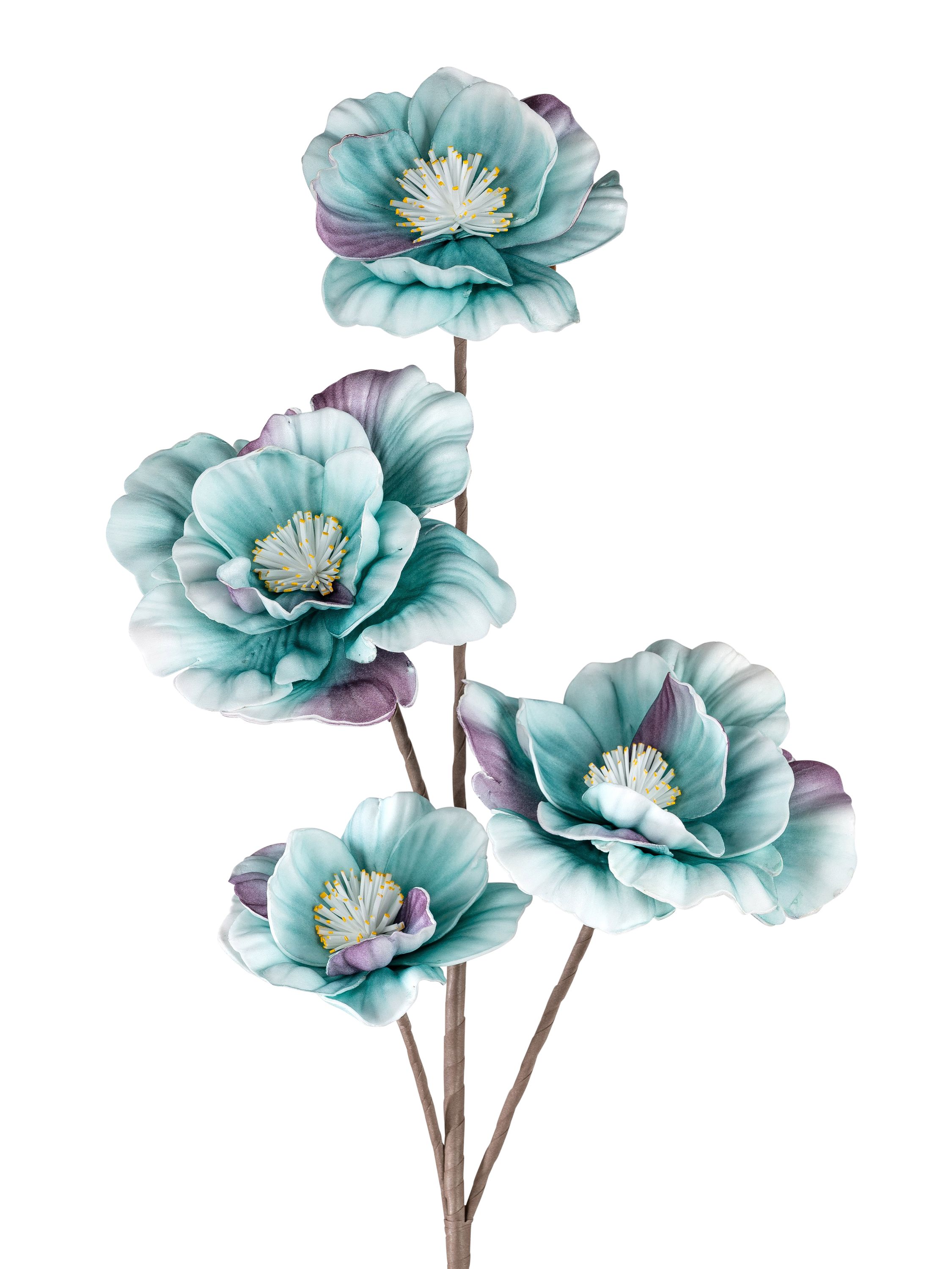 Blüten-Zweig mint-grün 100cm mit 4 großen Blüten - perfekt für Bodenvasen!