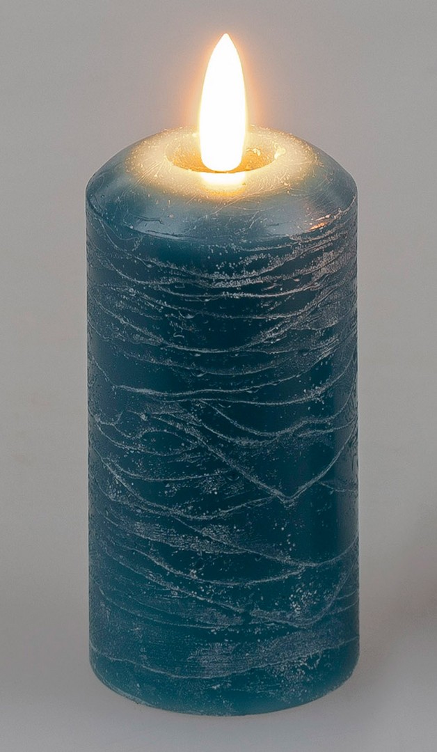 LED-Kerze 5x10cm Rustik - blau