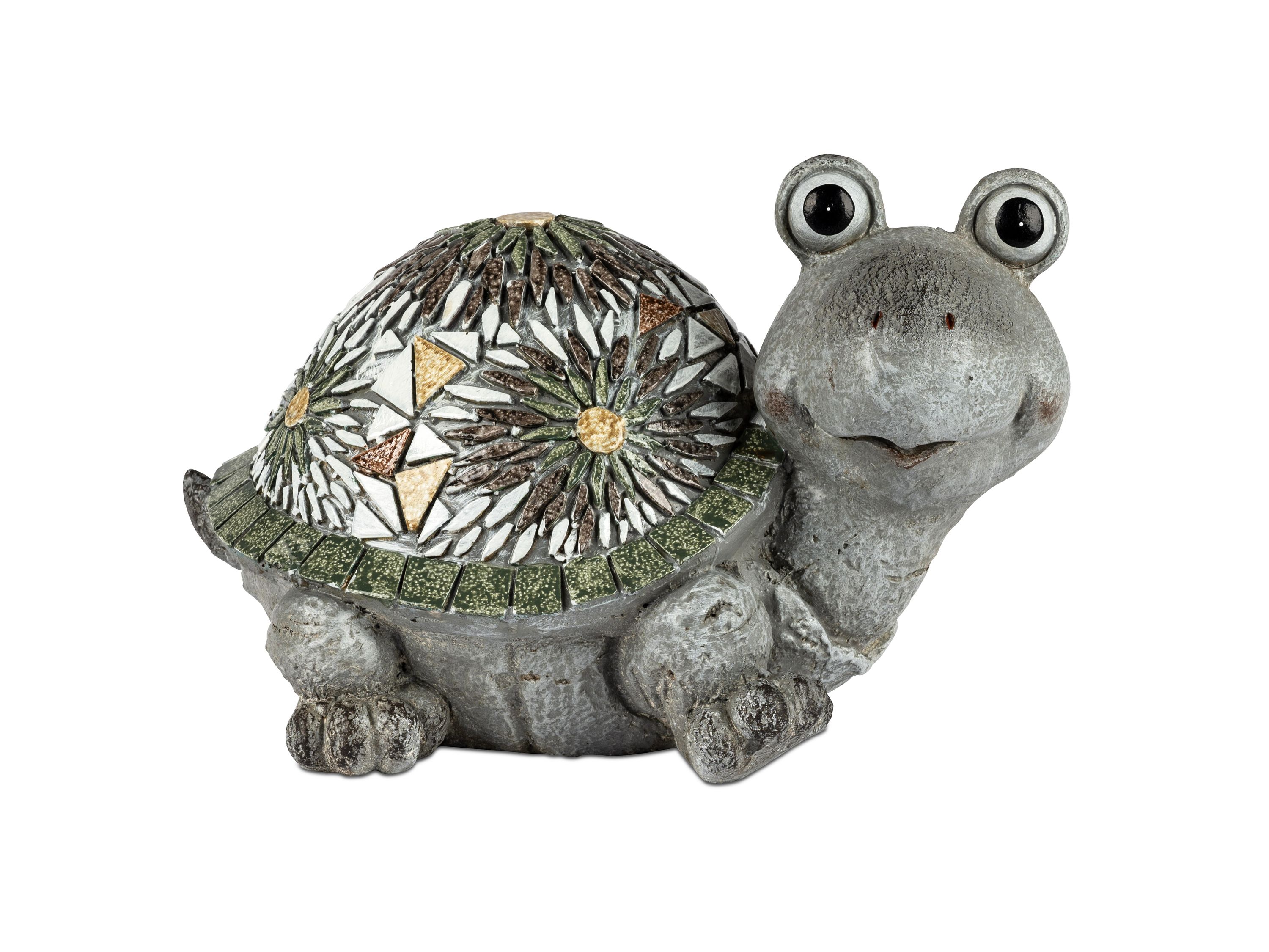 Deko-Schildkröte 33x24cm aus Magnesia mit handbemaltem Blumen-Mosaik