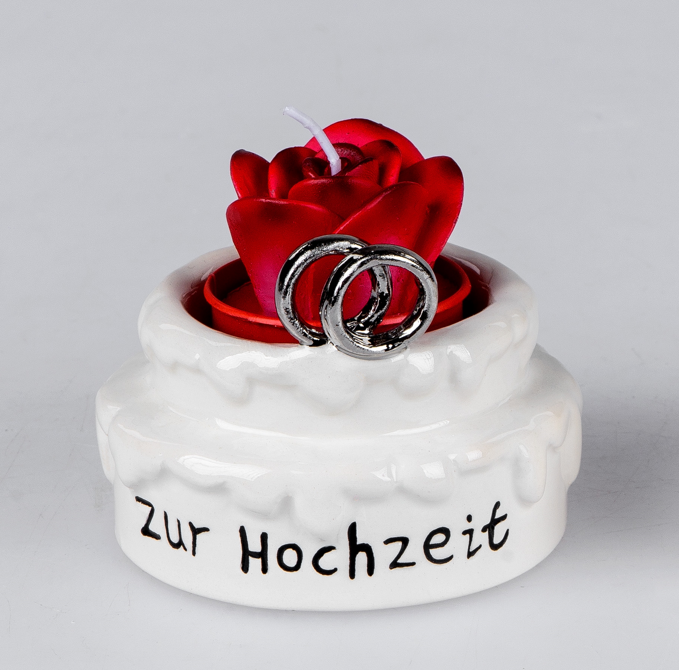 Formano Teelichtleuchter "Zur Hochzeit" ausweiß glasiertem Steingut, ca.7cm718426A