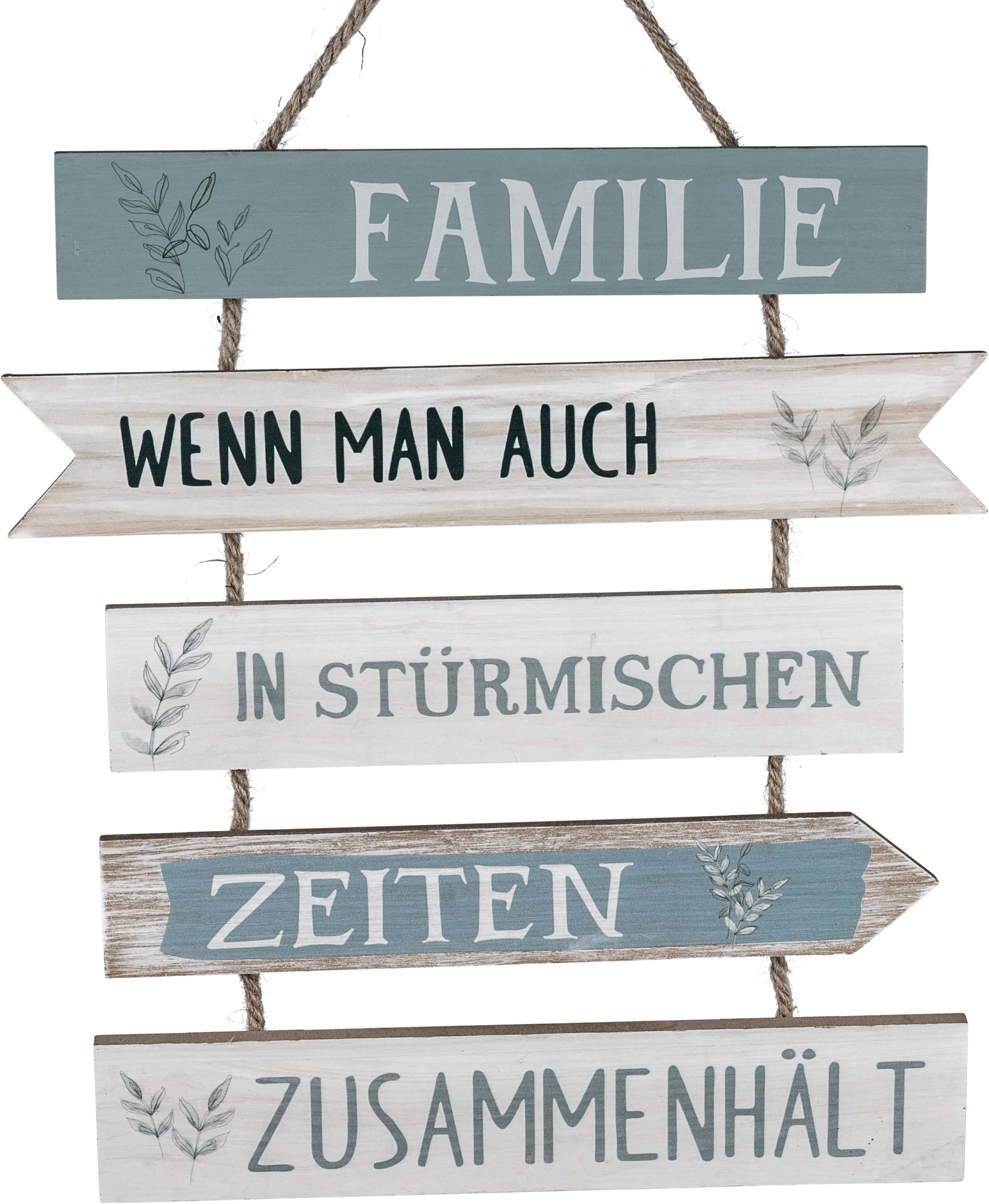 Hängendes Holz-Schild mit Spruch – 5-teilig, 33x36cm