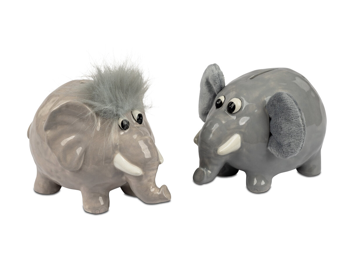 Charmante Elefanten-Spardose mit Schloss - 16cm Keramik