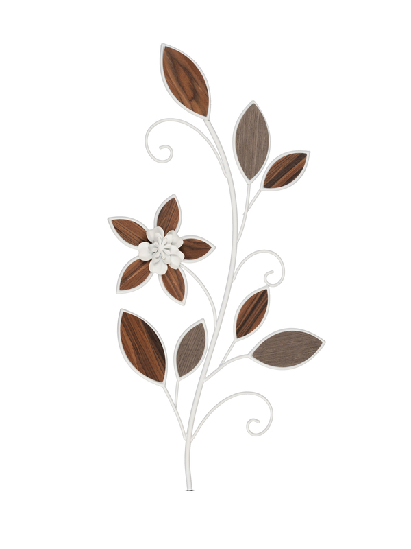 Wandblume 60cm  Met.-Holz weiss 672070