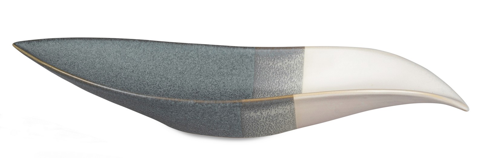 Handgefertigte Keramik-Deko-Schale Mint-Creme - 49 x 14 cm mit Verlaufsglasur