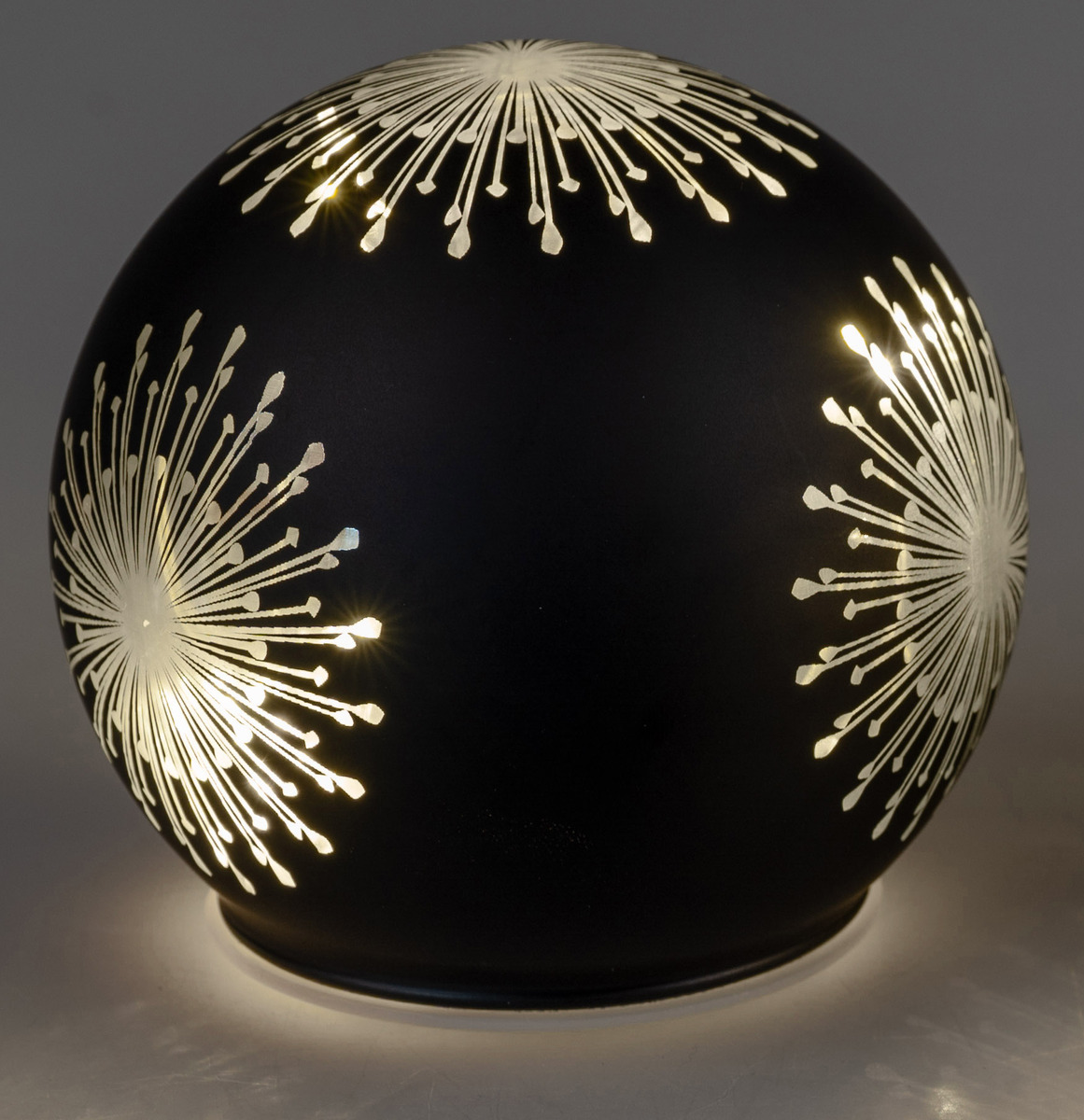 Deko Kugel Schwarz aus Mattem Farbglas mit LED-Licht und Timer, 10cm