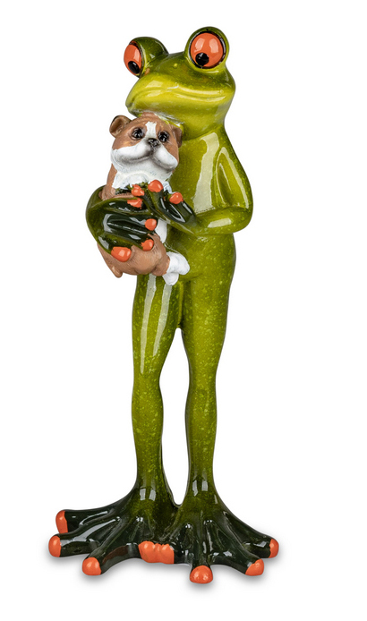 Frosch Haustier 17cm Froschmann mit Hund 717641B