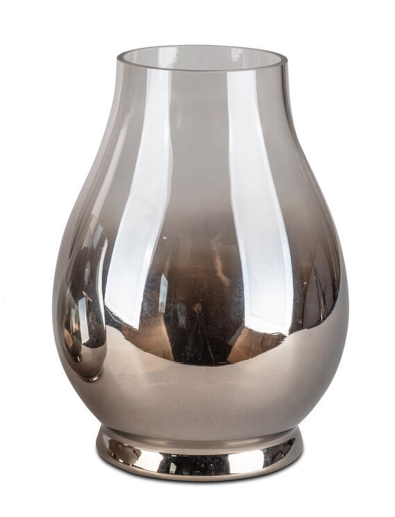 Elegantes Windlicht aus metallisch glänzendem Farbglas - 24 cm