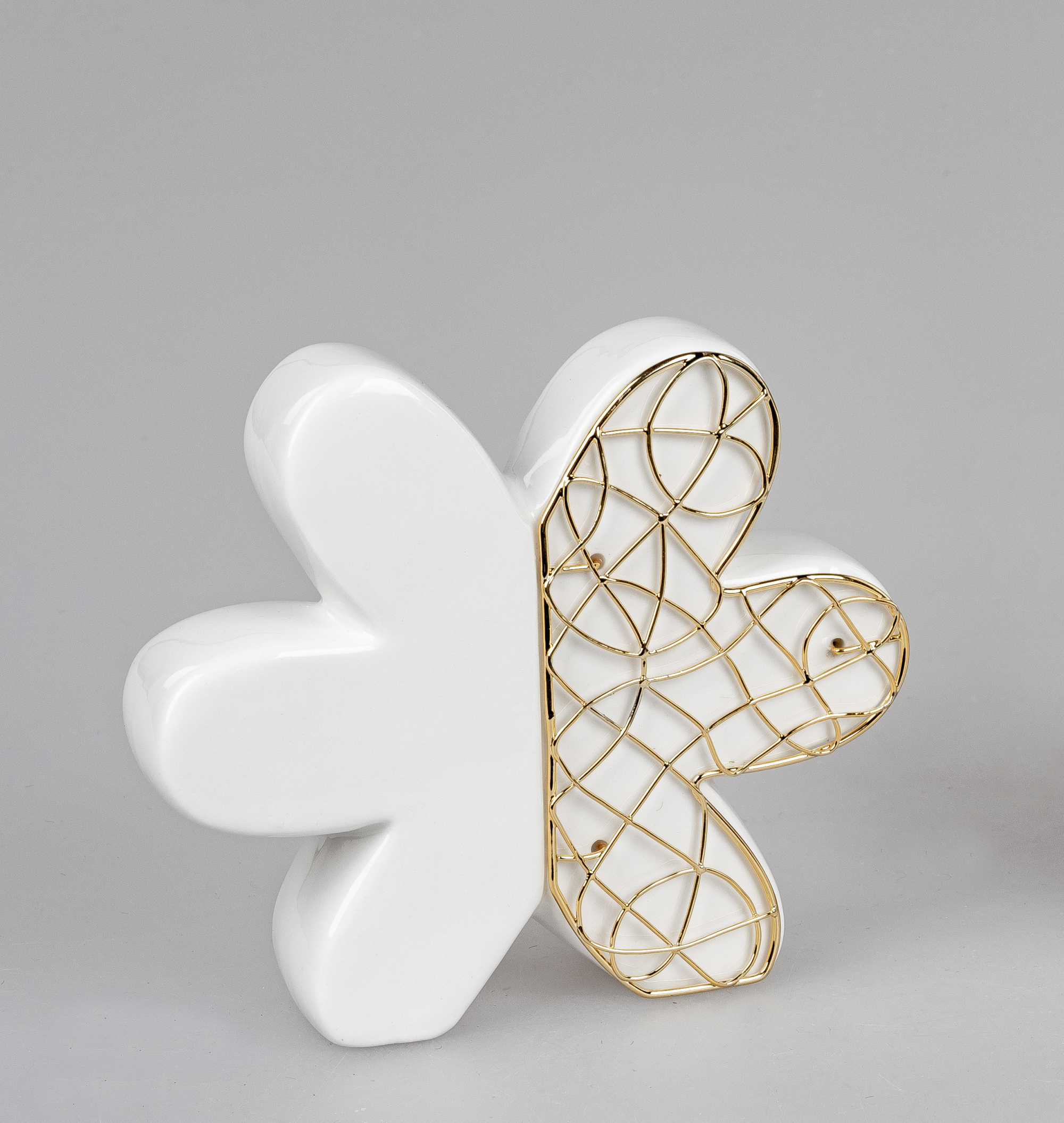 Deko-Blume 16cm aus Porzellan weiss-gold