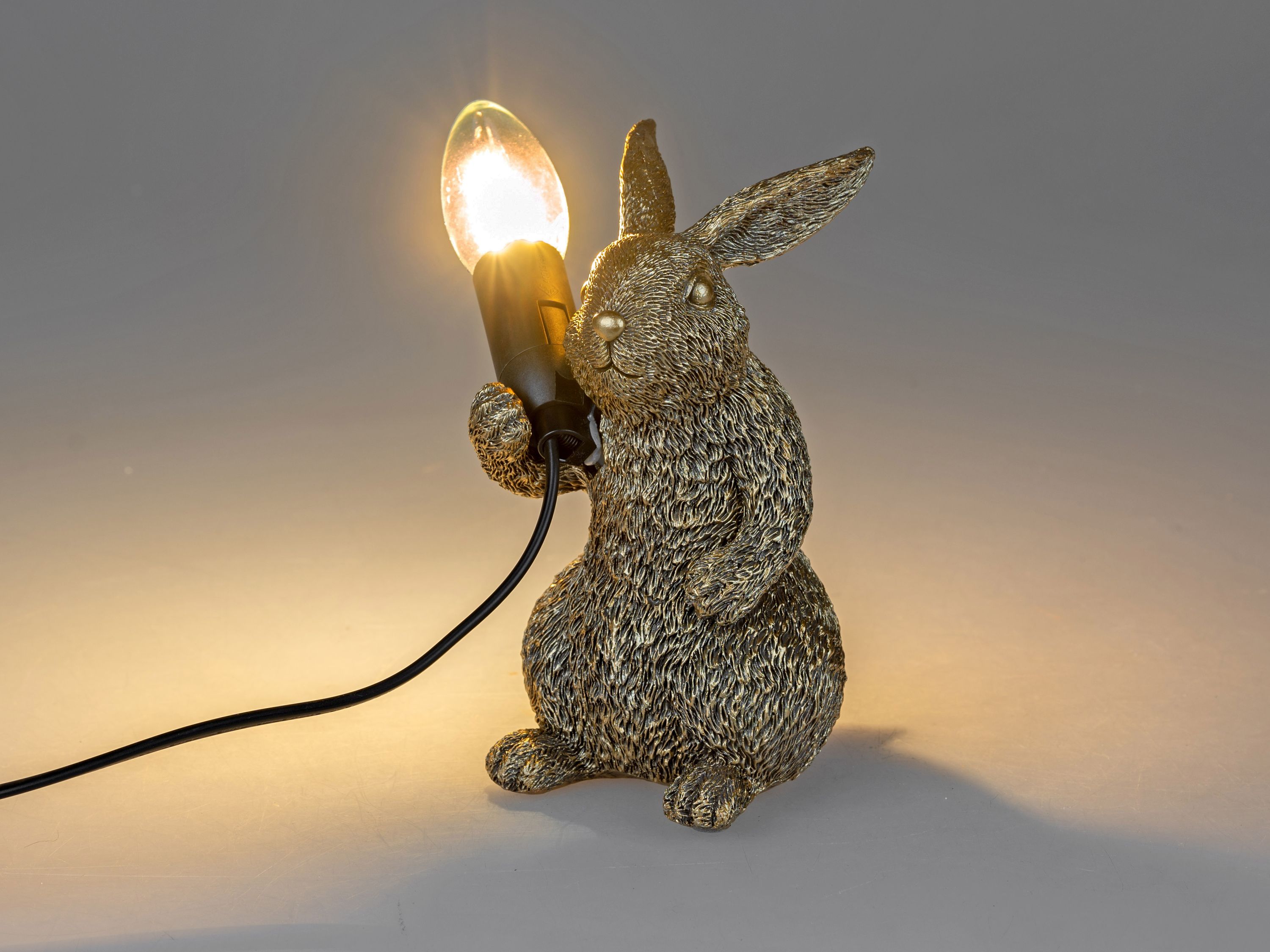 Lampe Hase antik-gold 17cm - Kunststein