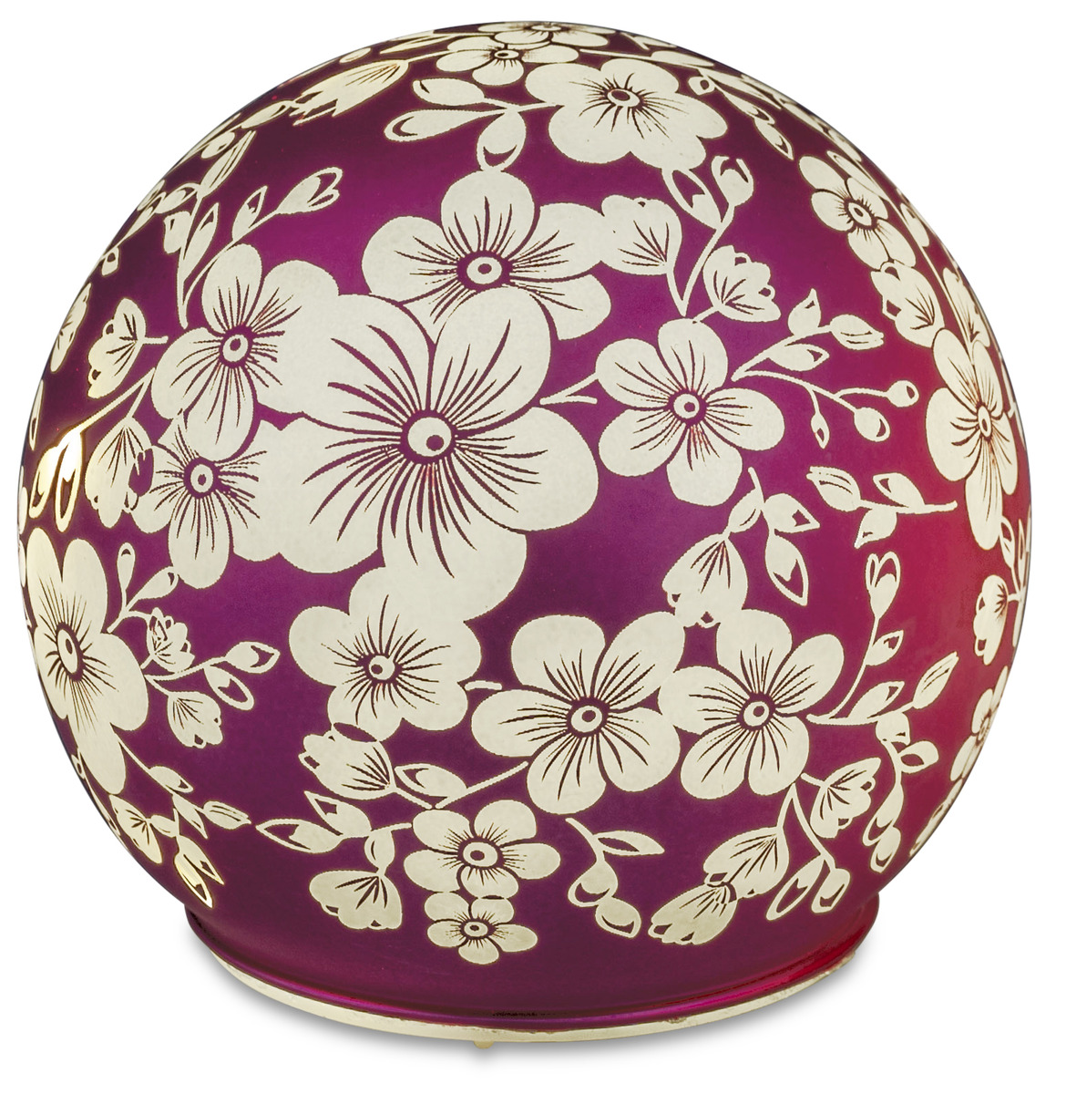 Deko Kugel Pink aus Farbglas mit LED-Licht und Timer, 10cm