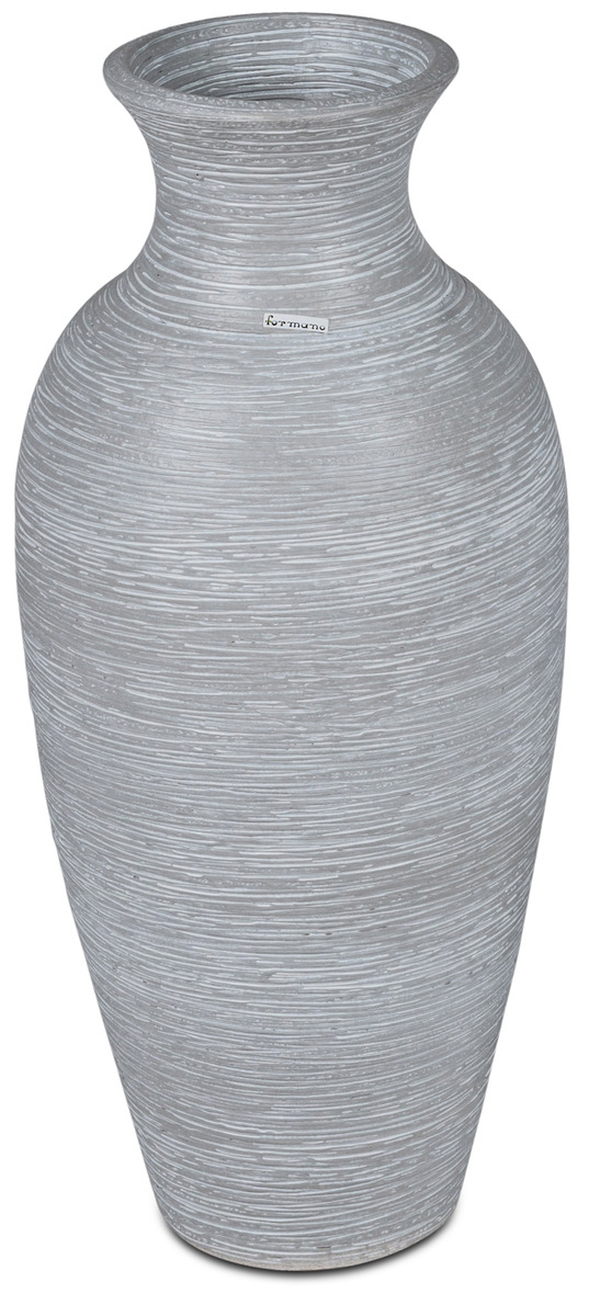 Große Bodenvase 80 cm aus Keramik – Creme-Graue Oberfläche mit Relief