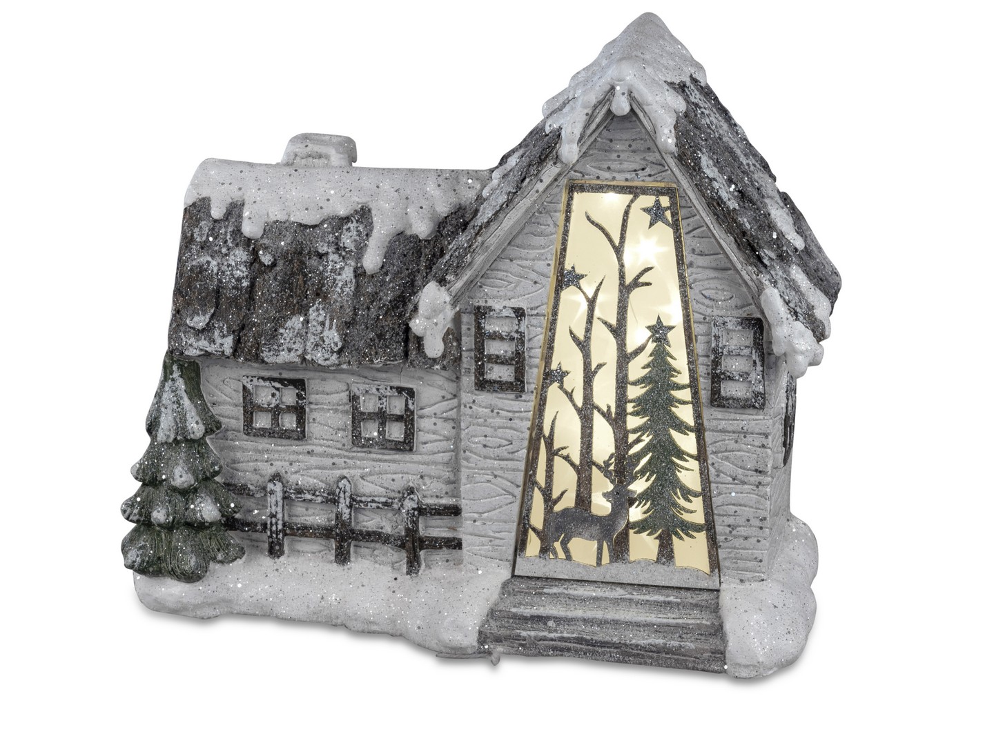 Deko-Haus 45cm Winterzeit+LED