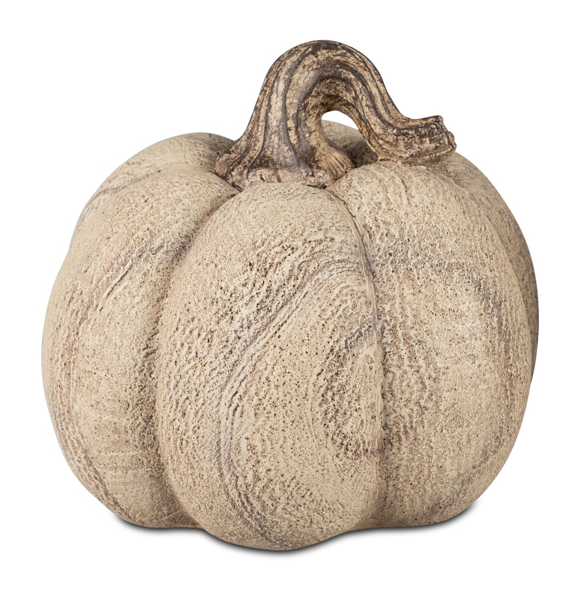 Deko-Kürbis aus Kunststein in Holz-Optik, 13cm
