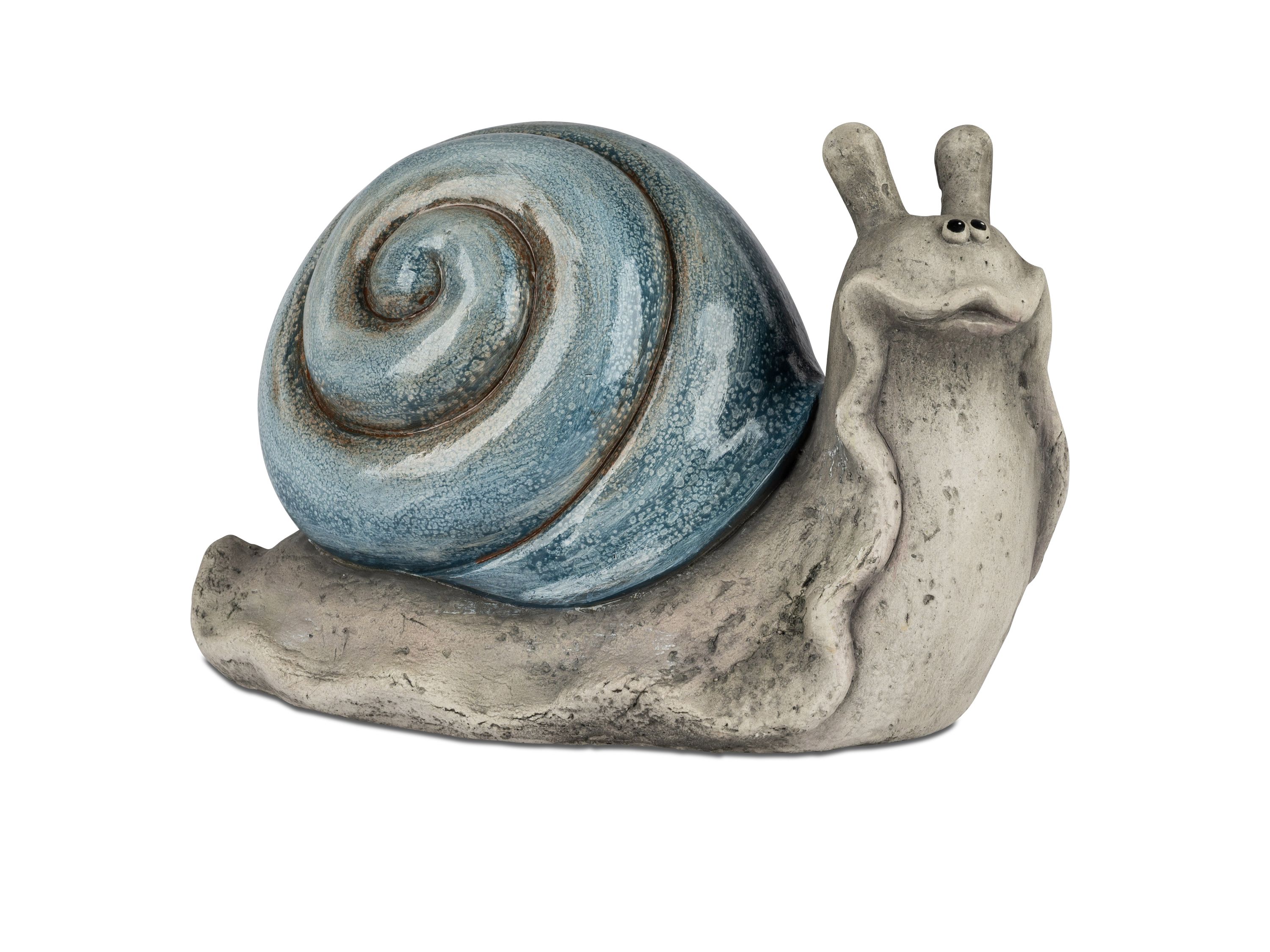 Deko-Schnecke 34x22cm in Steinoptik aus Magnesia, matt & glänzend kombiniert, handbemalt