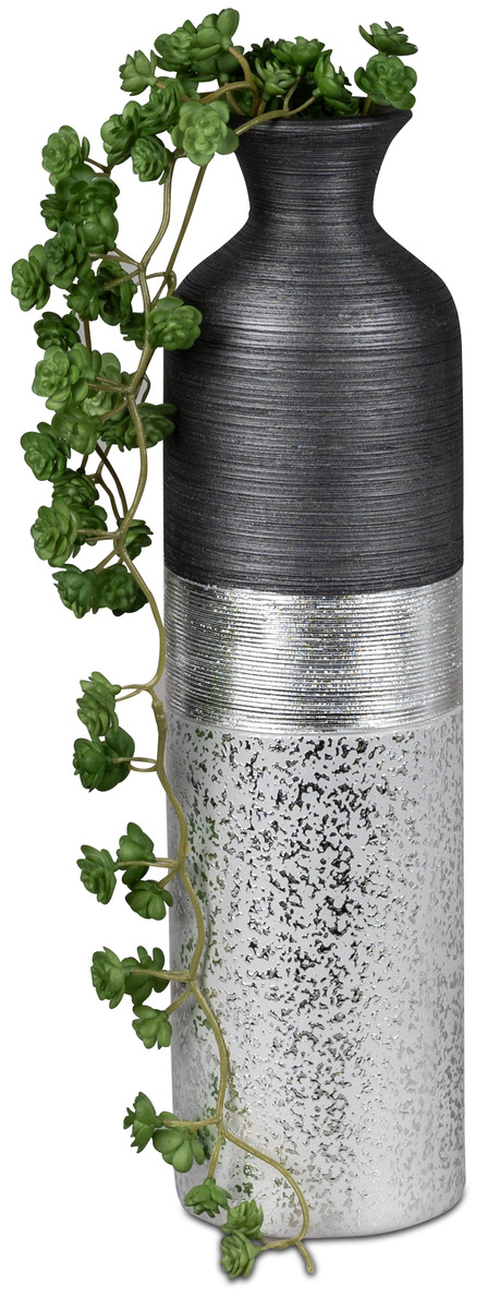 Flaschenvase Luxor-Silber 40cm – Eleganz aus Keramik in Silber-Grau