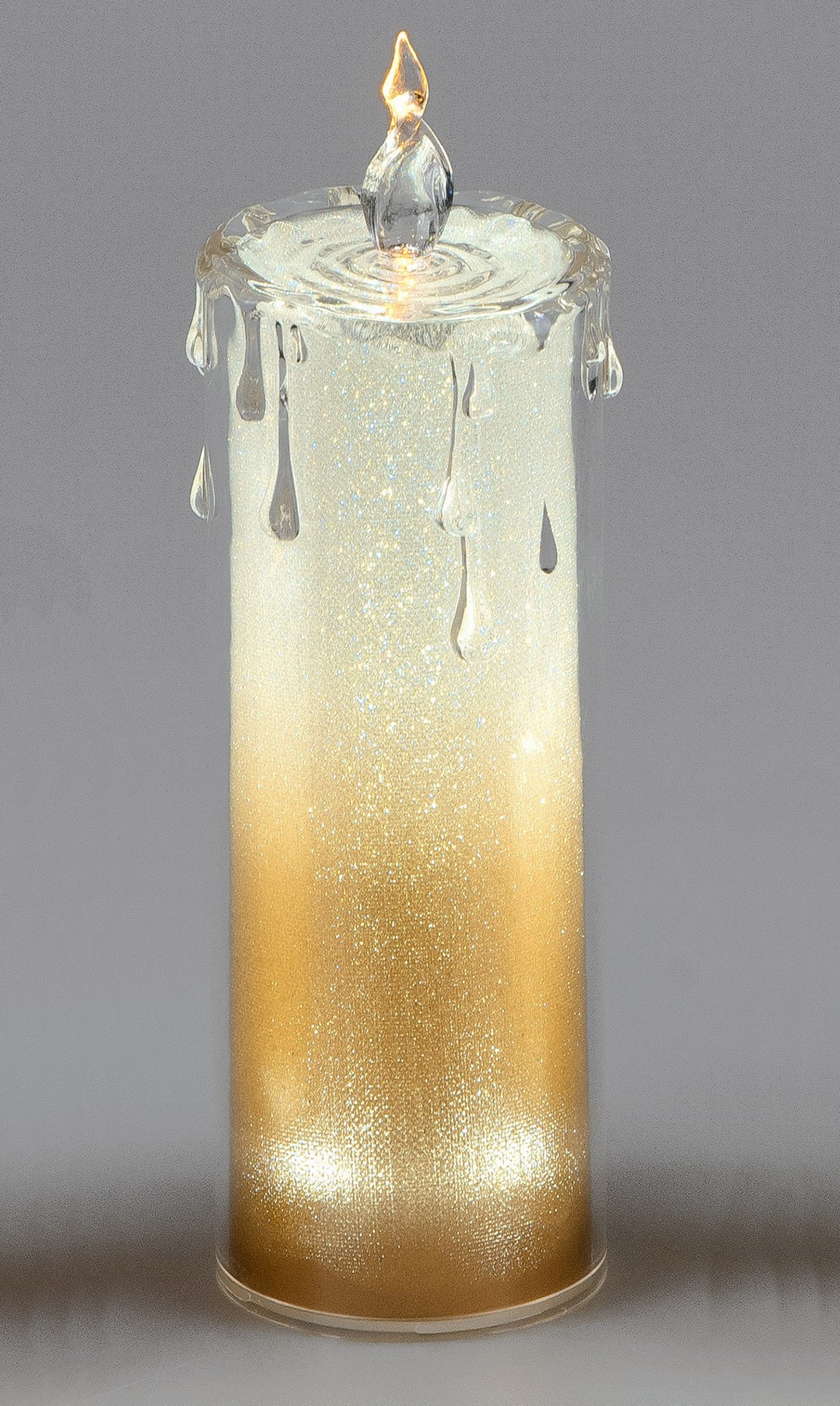 Acryl-Kerze mit warm-weißem LED-Licht und goldfarbener Spezialfolie, 7x24cm – Eleganz und Glanz für Ihr Zuhause