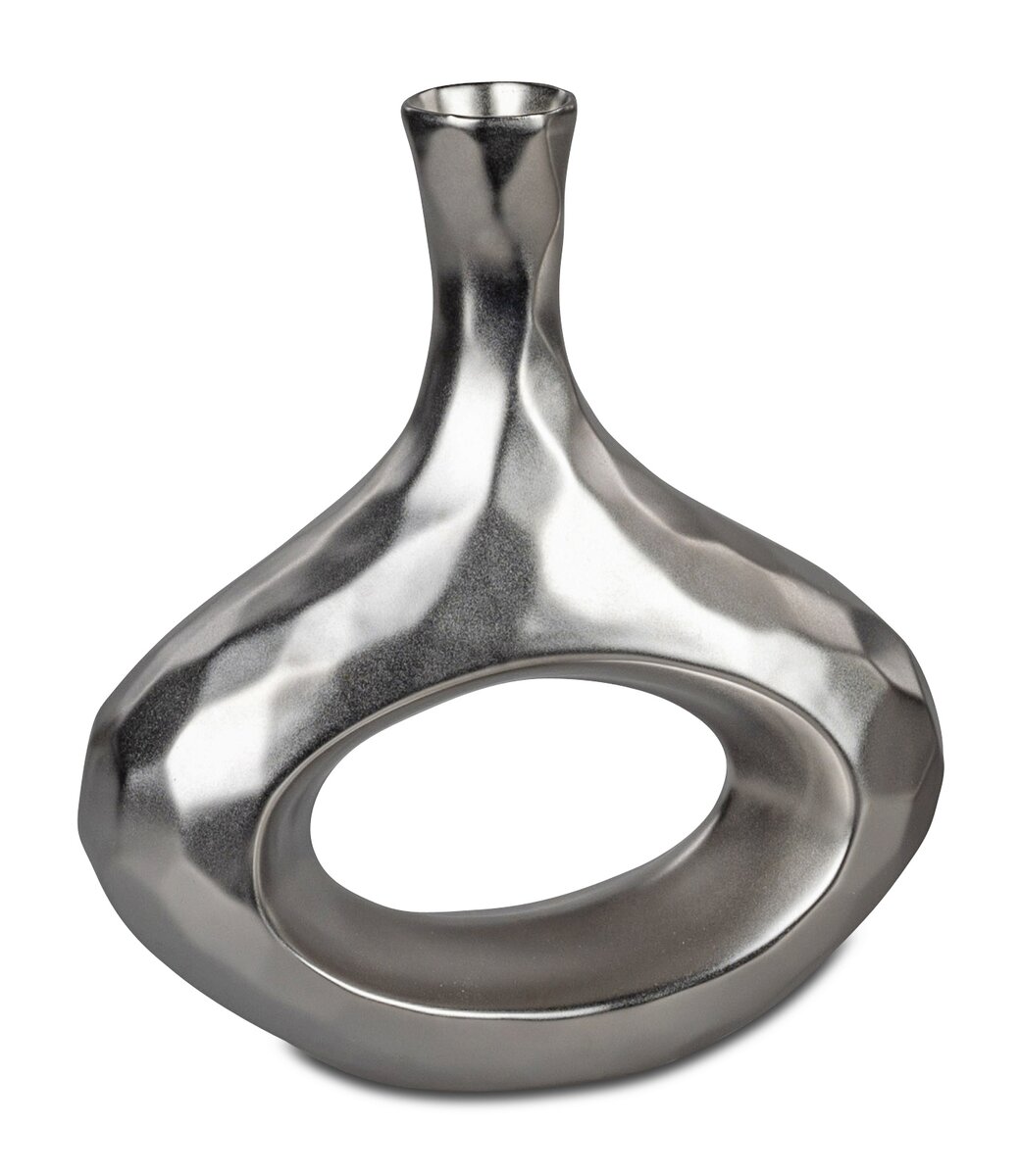 Elegante handgefertigte Keramikvase in Champagner-Matt